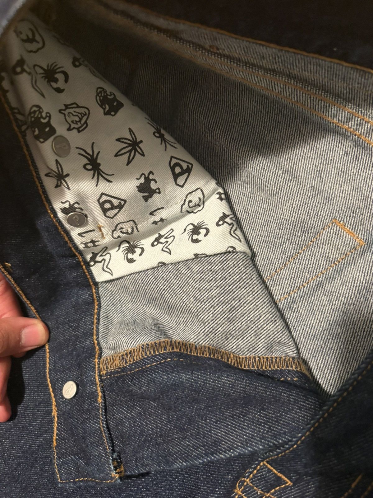 Palace Palace Yellow “Chain Script” Indigo Denim Size US 32 / EU 48 - 4 Thumbnail