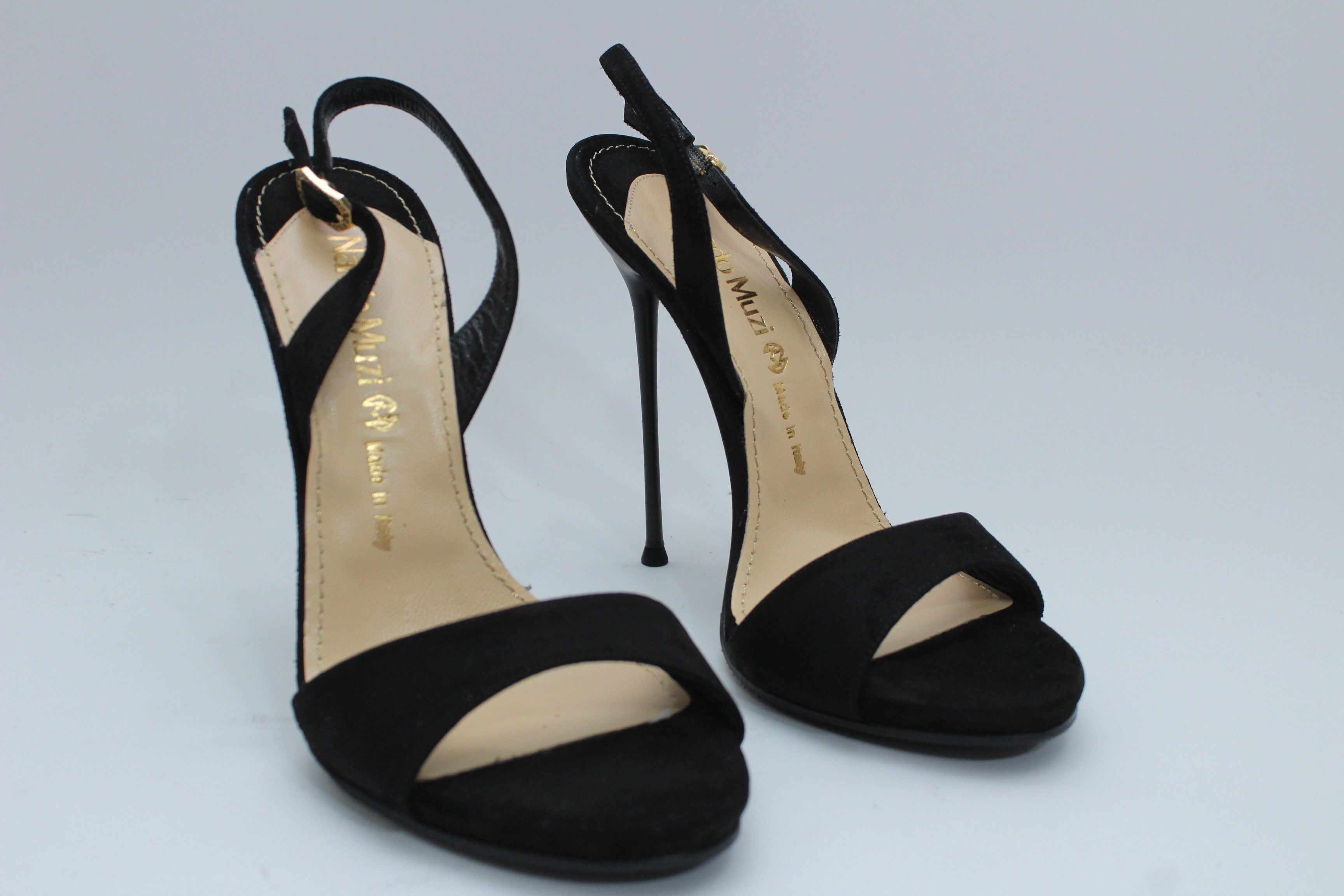Other Nando Muzi Suede High Heel Sandals Black 37 Size US 7 / IT 37 - 3 Thumbnail