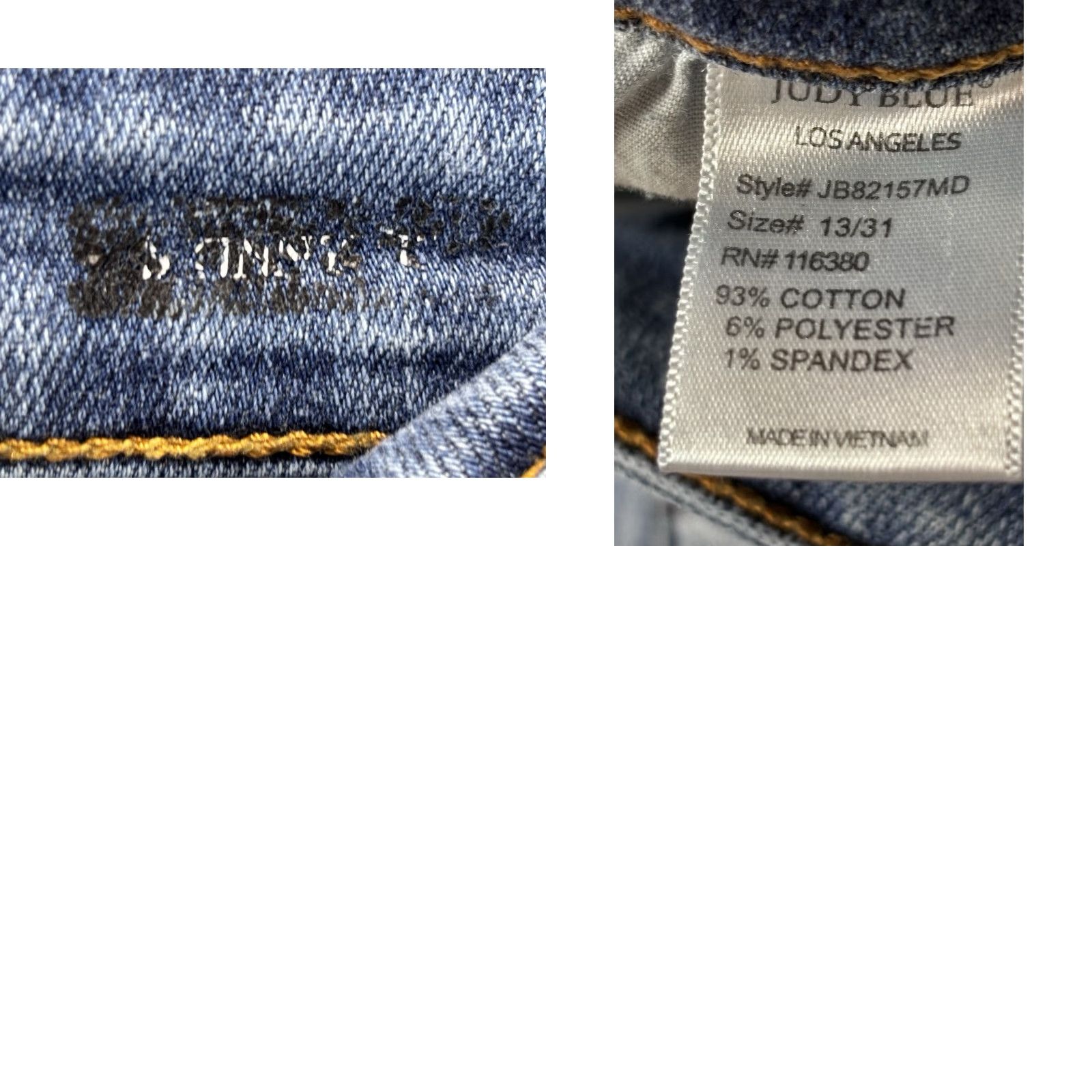 Vintage JUDY BLUE Skinny Jeans 31 Hi Rise Distressed Stretch Womens Blue Size 13 Size 24" / US 00 / IT 34 - 8 Thumbnail