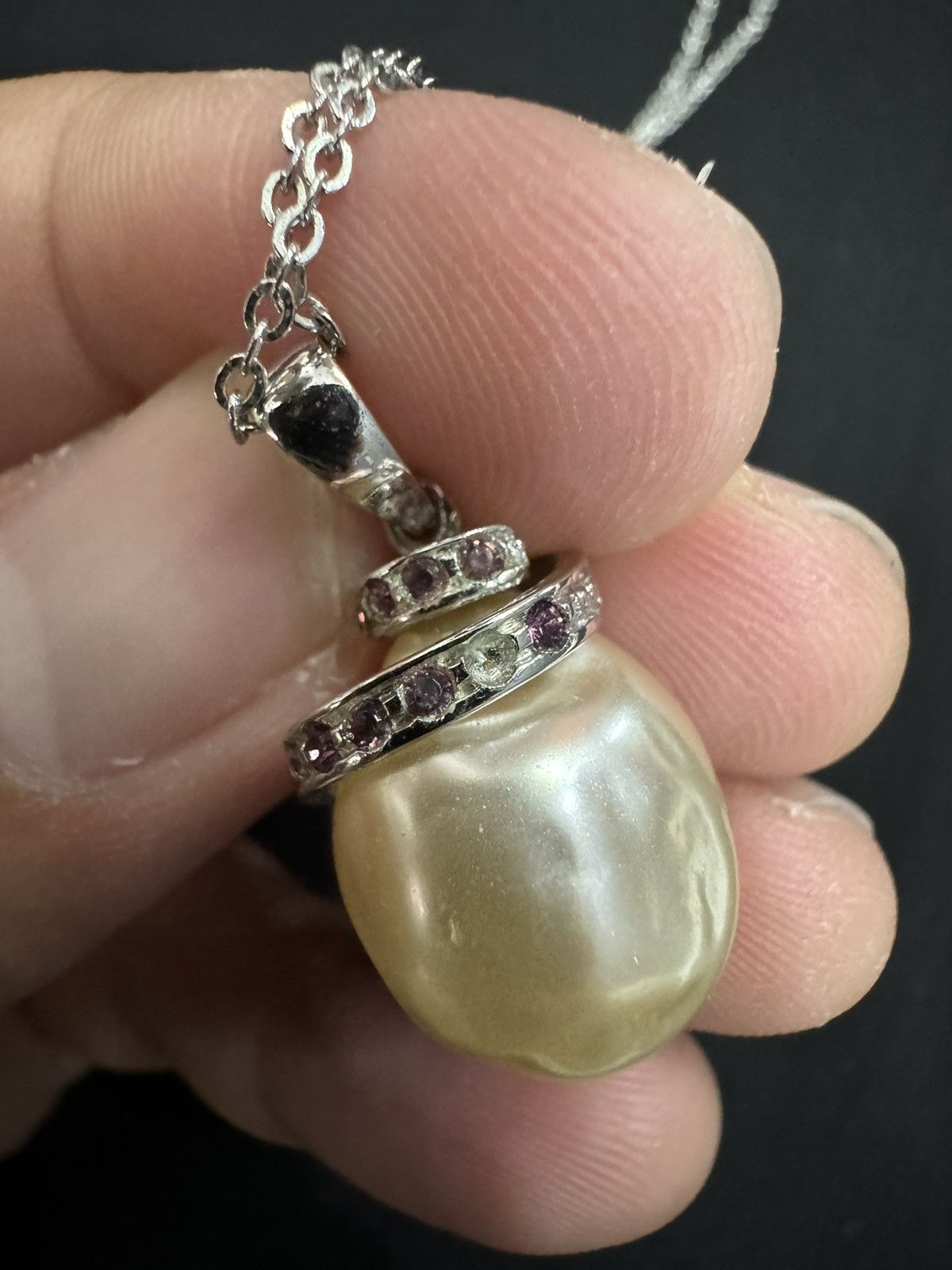 Jewelry × Vintage NATURAL PEARL RUBY STERLING SILVER NECKLACE Size ONE SIZE - 6 Thumbnail