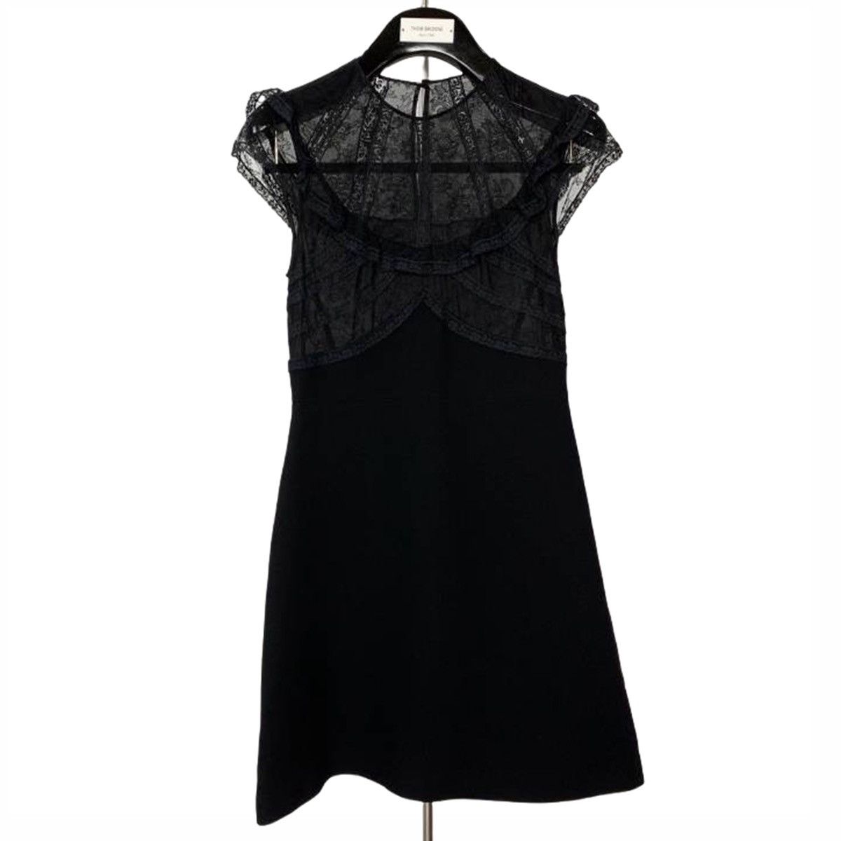 Miu Miu Miu Miu Black Lace & Mulberry Silk Spliced Dress K26WX Size L / US 10 / IT 46 - 1 Thumbnail