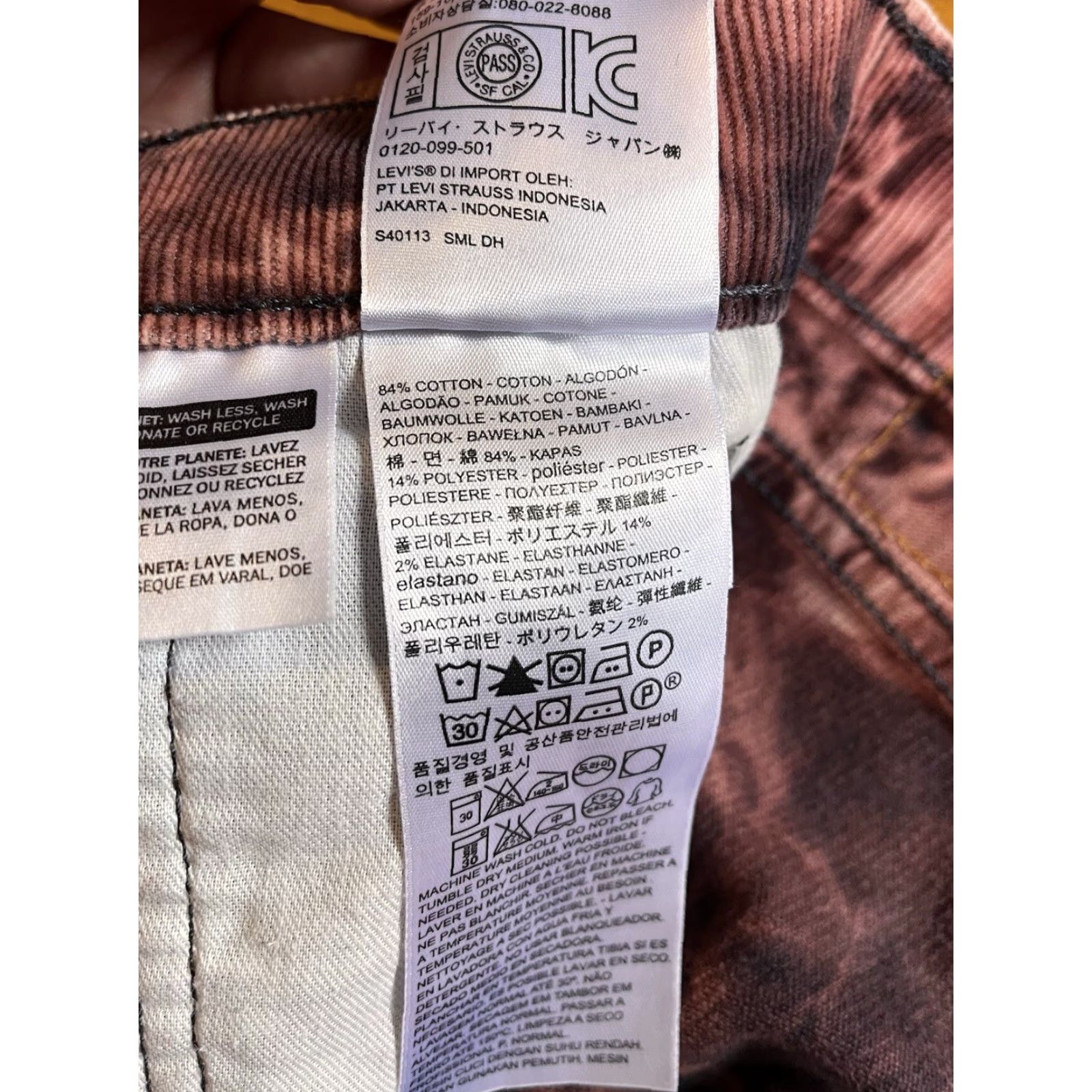 Levi's Levi’s 514 Corduroy Pants Tie Dye Men’s 31x32 Fuchsia Size US 31 - 6 Thumbnail