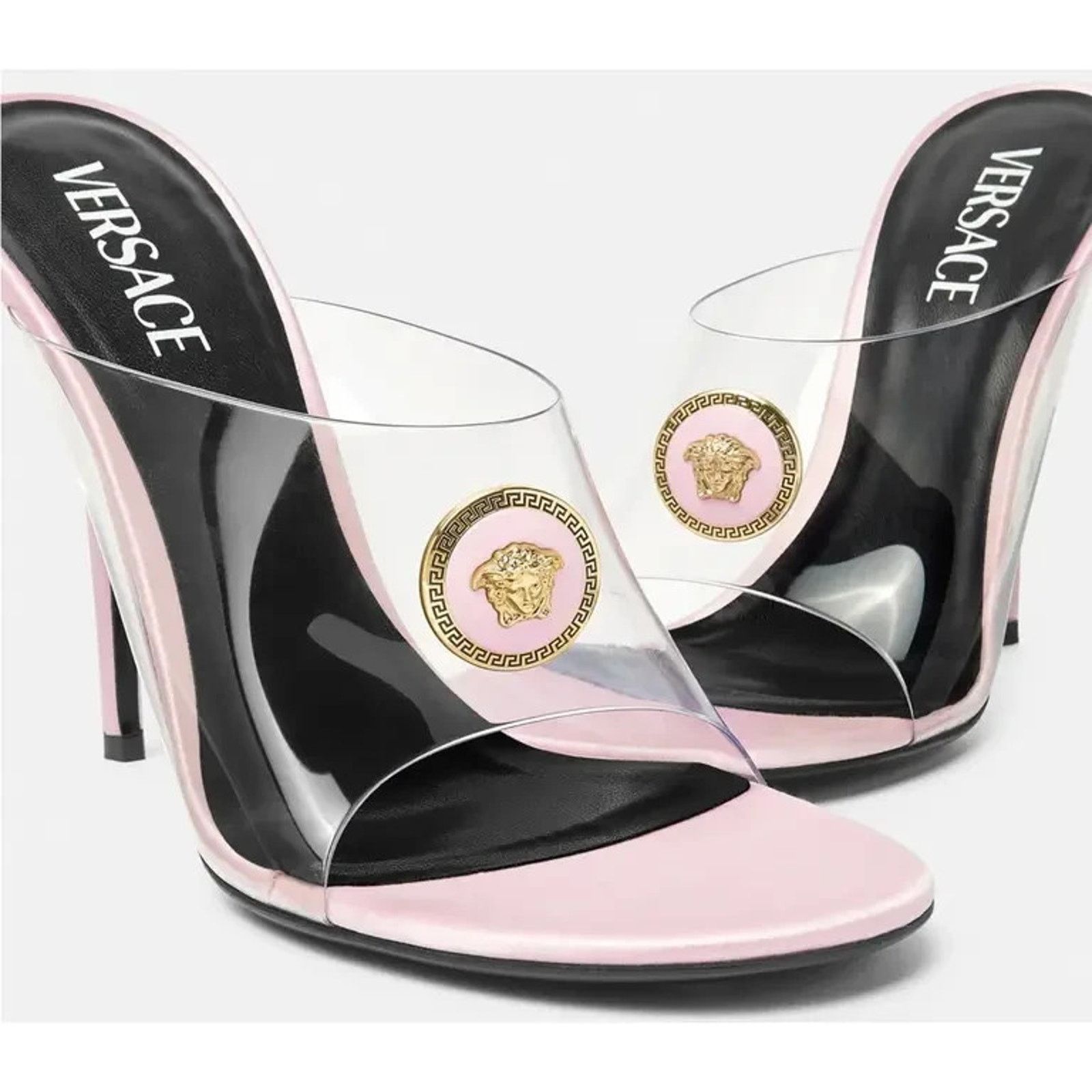 Versace VERSACE PINK SILK MEDUSA HEAD GREEK KEY PUMPS 39.5 9.5 ITALY Size US 9.5 / IT 39.5 - 4 Thumbnail