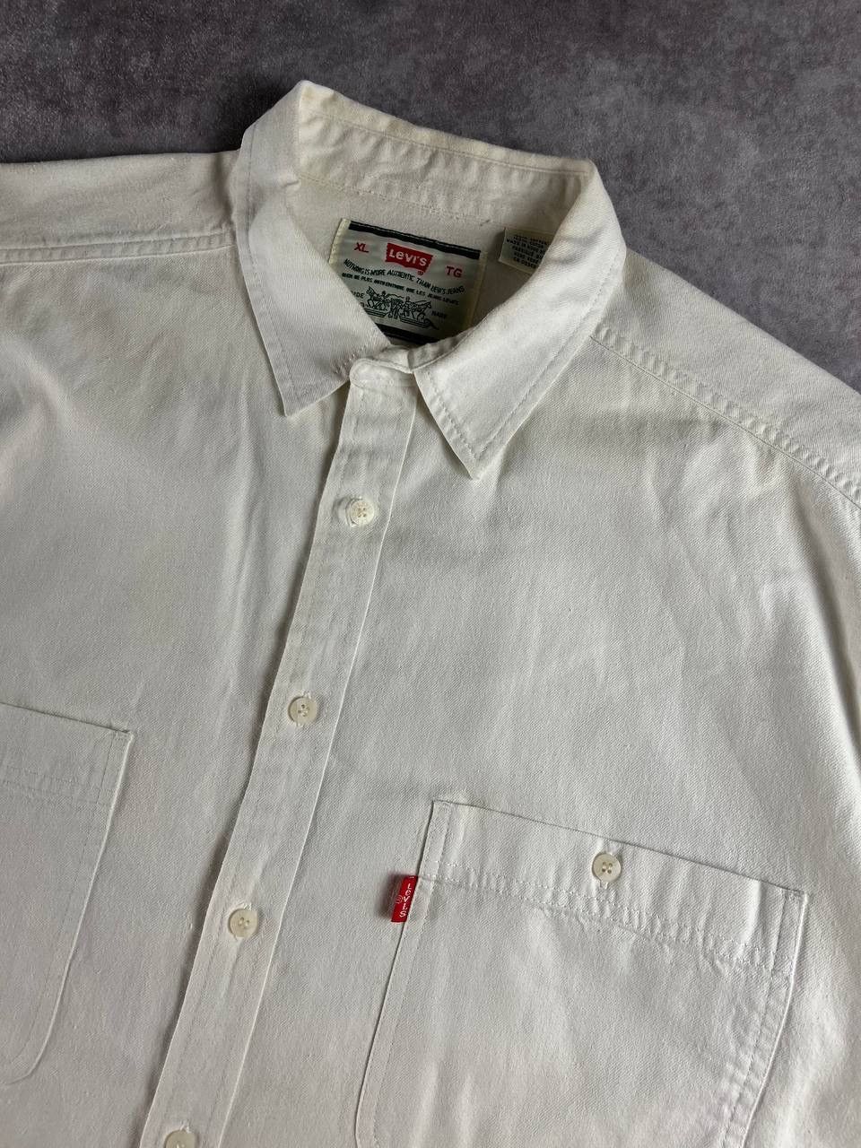 Levi's Vintage Levi’s White Button-Up Work Shirt Long Sleeve XL Size US XL / EU 56 / 4 - 2 Thumbnail