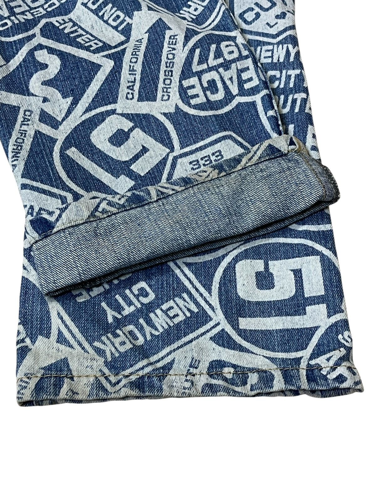 Le Grande Bleu (L.G.B.) Sick japanese subculture W.A.Z.P fullprint route 666 jeans Size US 30 / EU 46 - 12 Thumbnail