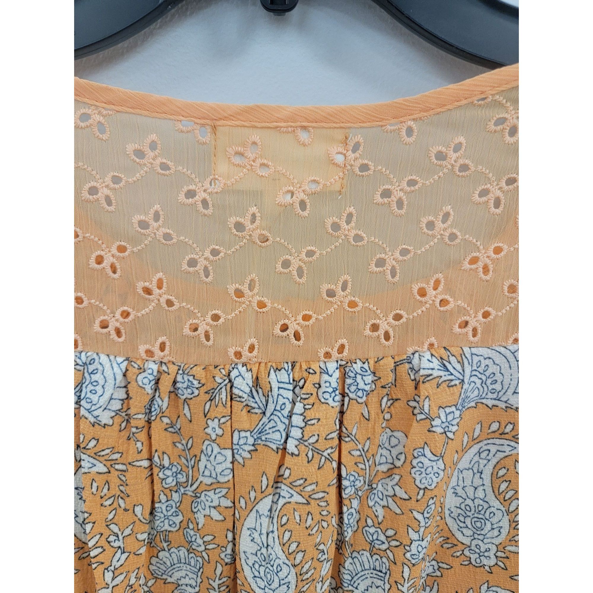 Other Melloday Womens Paisley Blouse With Crochet Yoke & Tie Neck Size M / US 6-8 / IT 42-44 - 6 Thumbnail