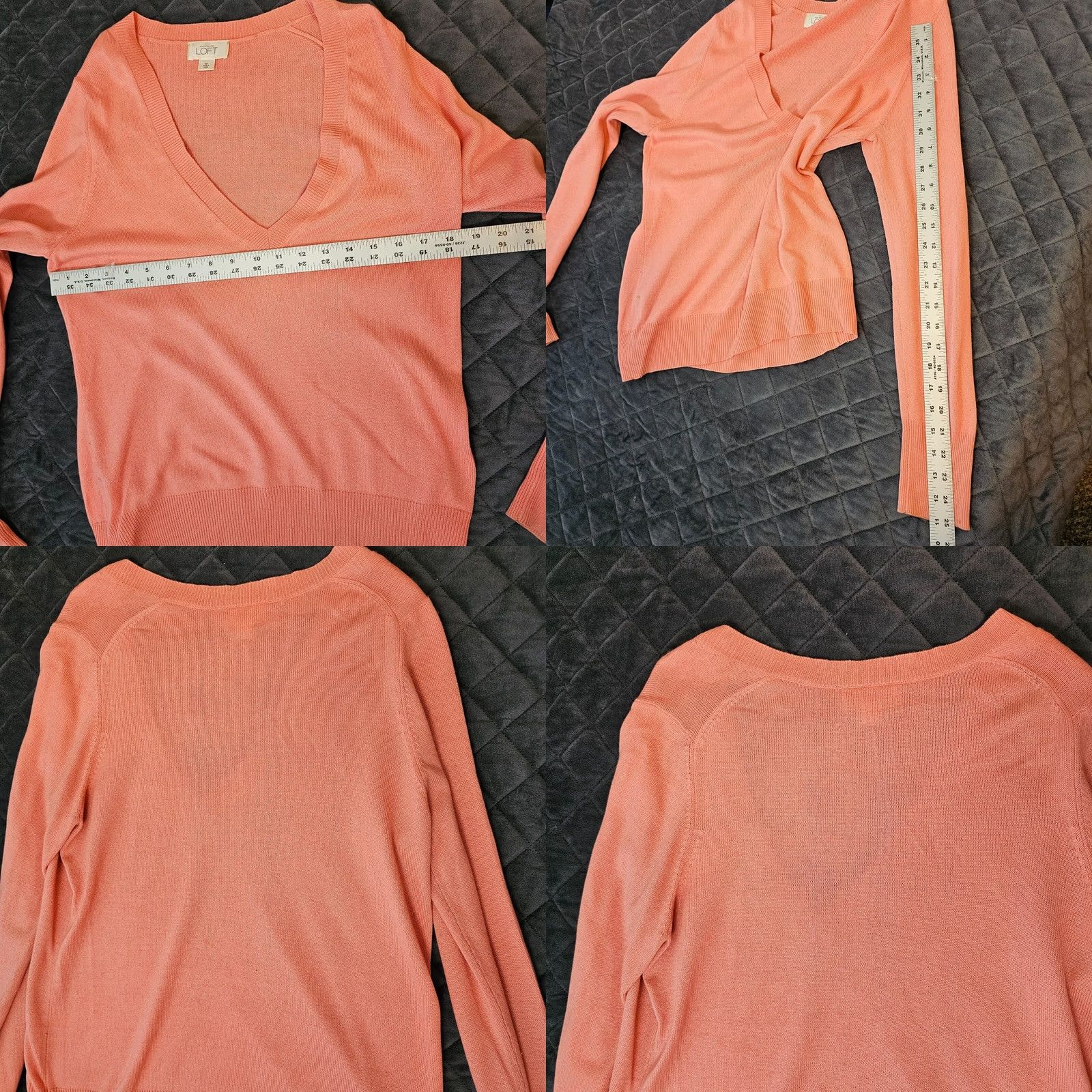 Loft VINTAGE LOFT Sweater Women Size M Pink Silk Blend Long Sleeve V-Neck Pullover Size M / US 6-8 / IT 42-44 - 9 Thumbnail