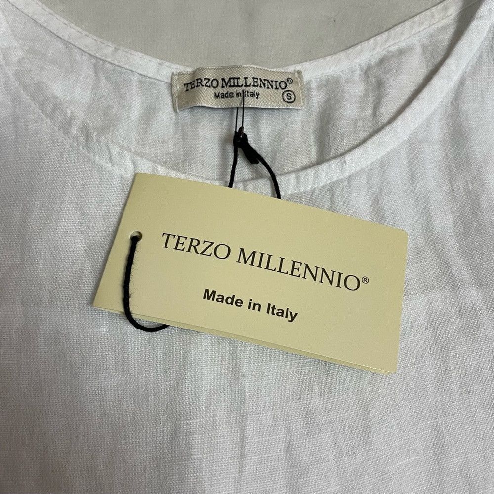 Other NWT New Terzo Millennio White Linen Eyelet Peplum Top Made Size S / US 4 / IT 40 - 6 Thumbnail