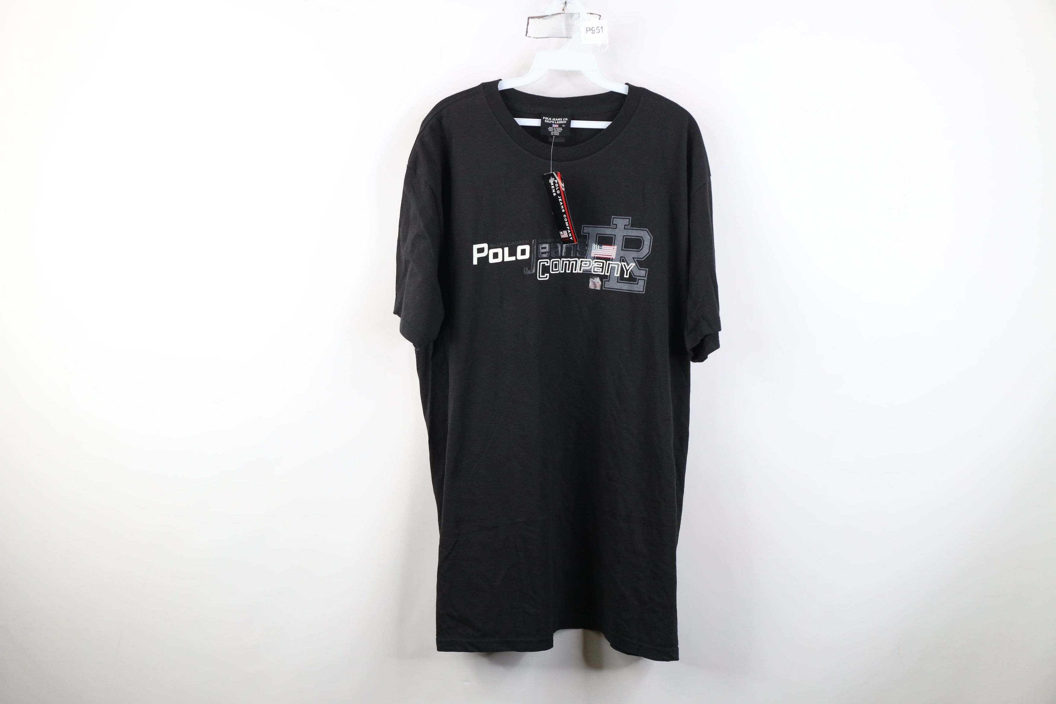 Polo Ralph Lauren Deadstock Vintage 90s Ralph Lauren Monogram T-Shirt Black Size US XL / EU 56 / 4 - 1 Thumbnail