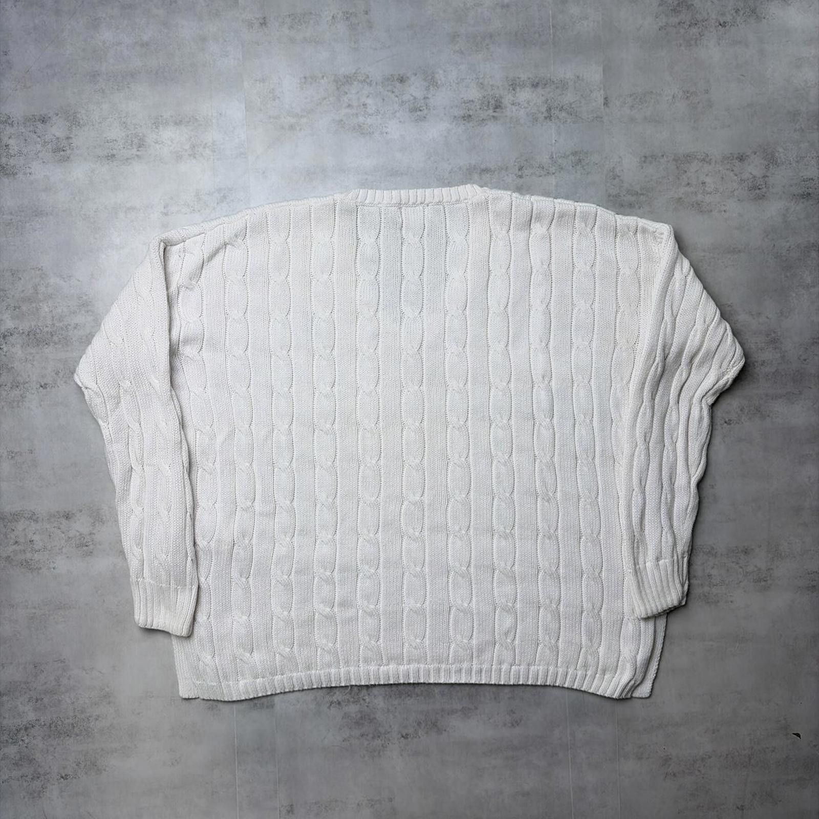 Polo Ralph Lauren Y2K White Polo Ralph Lauren Quilted Knit V-Neck Sweater Size M / US 6-8 / IT 42-44 - 8 Thumbnail