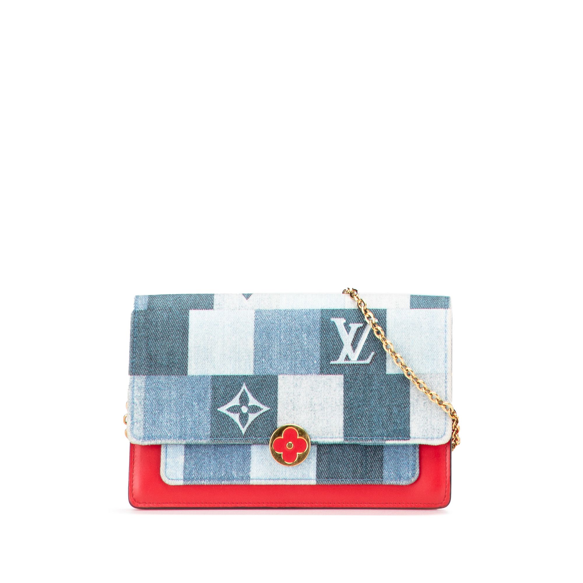 Louis Vuitton Louis Vuitton Monogram Denim Patchwork Fiore Chain Wallet Size ONE SIZE - 1 Thumbnail