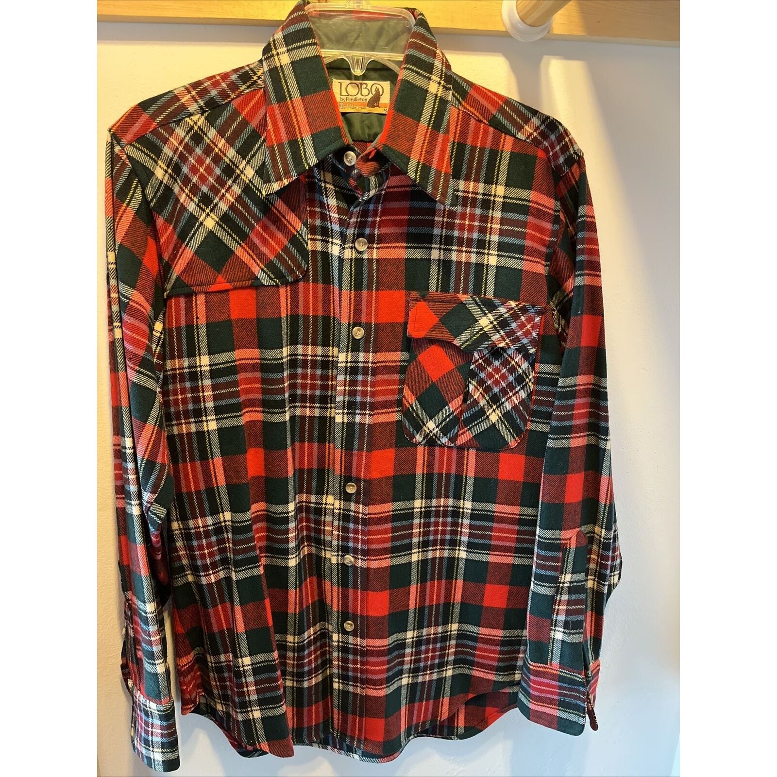 Pendleton Pendleton Lobo VTG Mens M red plaid long sleeve wool flannel Size US M / EU 48-50 / 2 - 2 Thumbnail