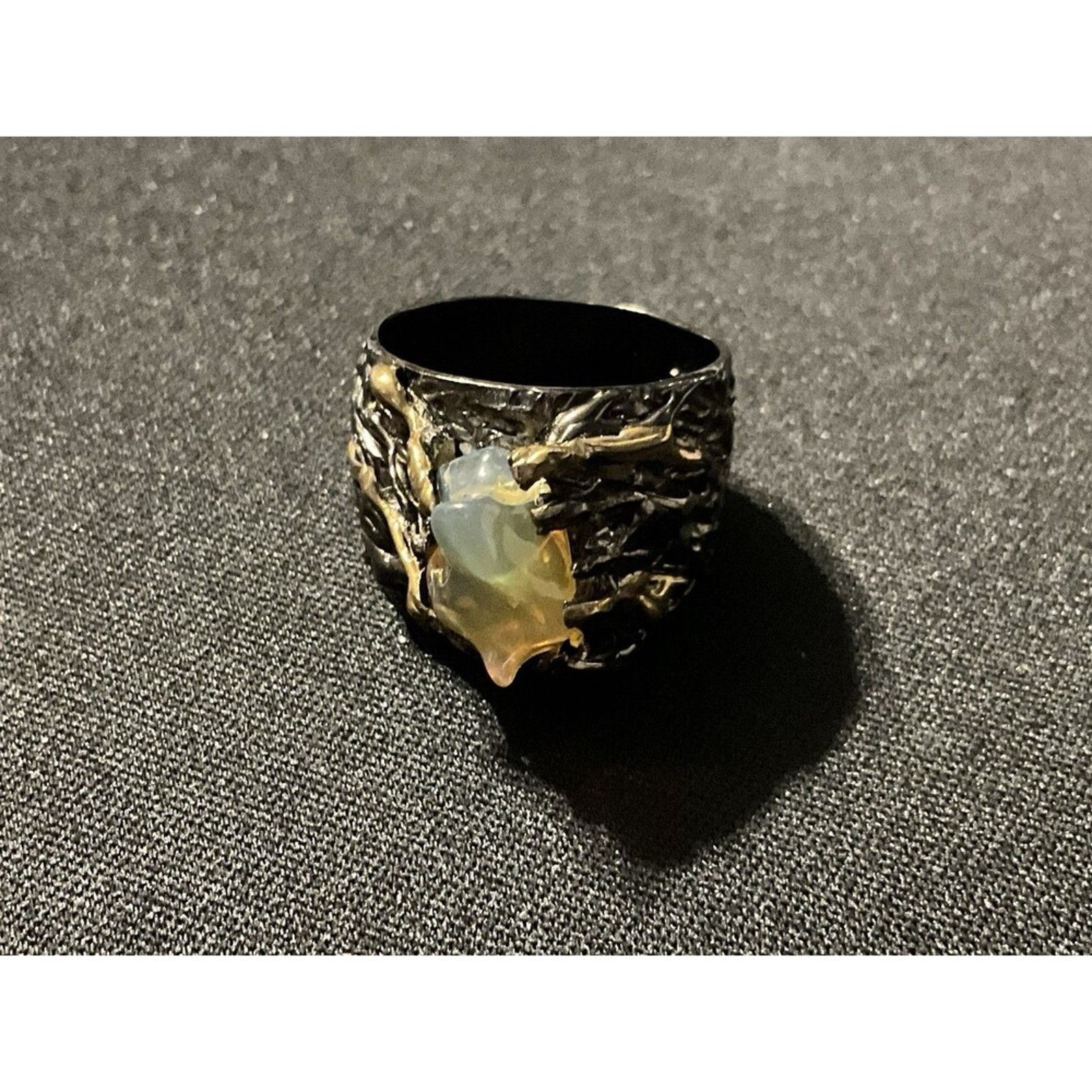 Other 925 Rhodium & Gold, Black Plated Gothic Opal Stone Size 7.5 Size ONE SIZE - 1 Thumbnail
