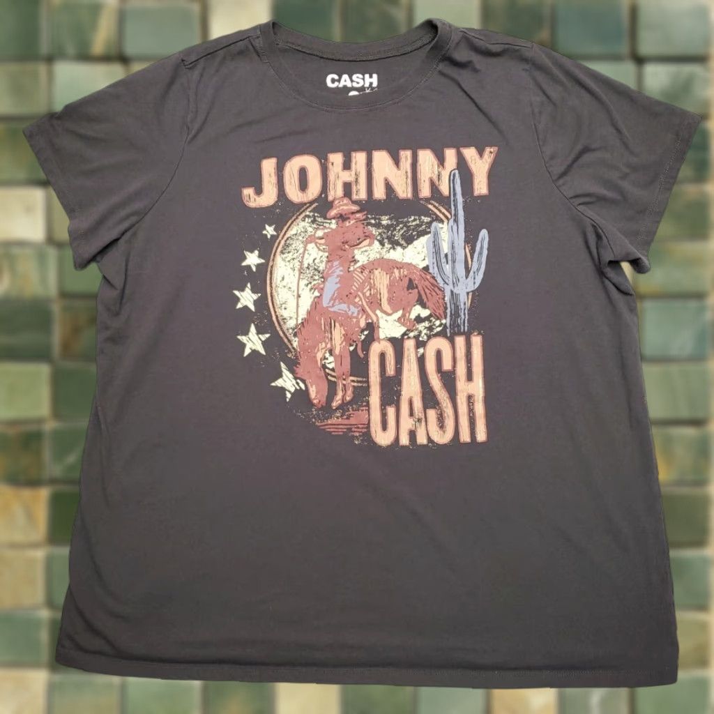 Vintage VINTAGE Johnny Cash Shirt Women 3 Gray Music Iconic Country Western Star 100% Cotton TEE Size XXL / US 16-18 / IT 52-54 - 1 Thumbnail