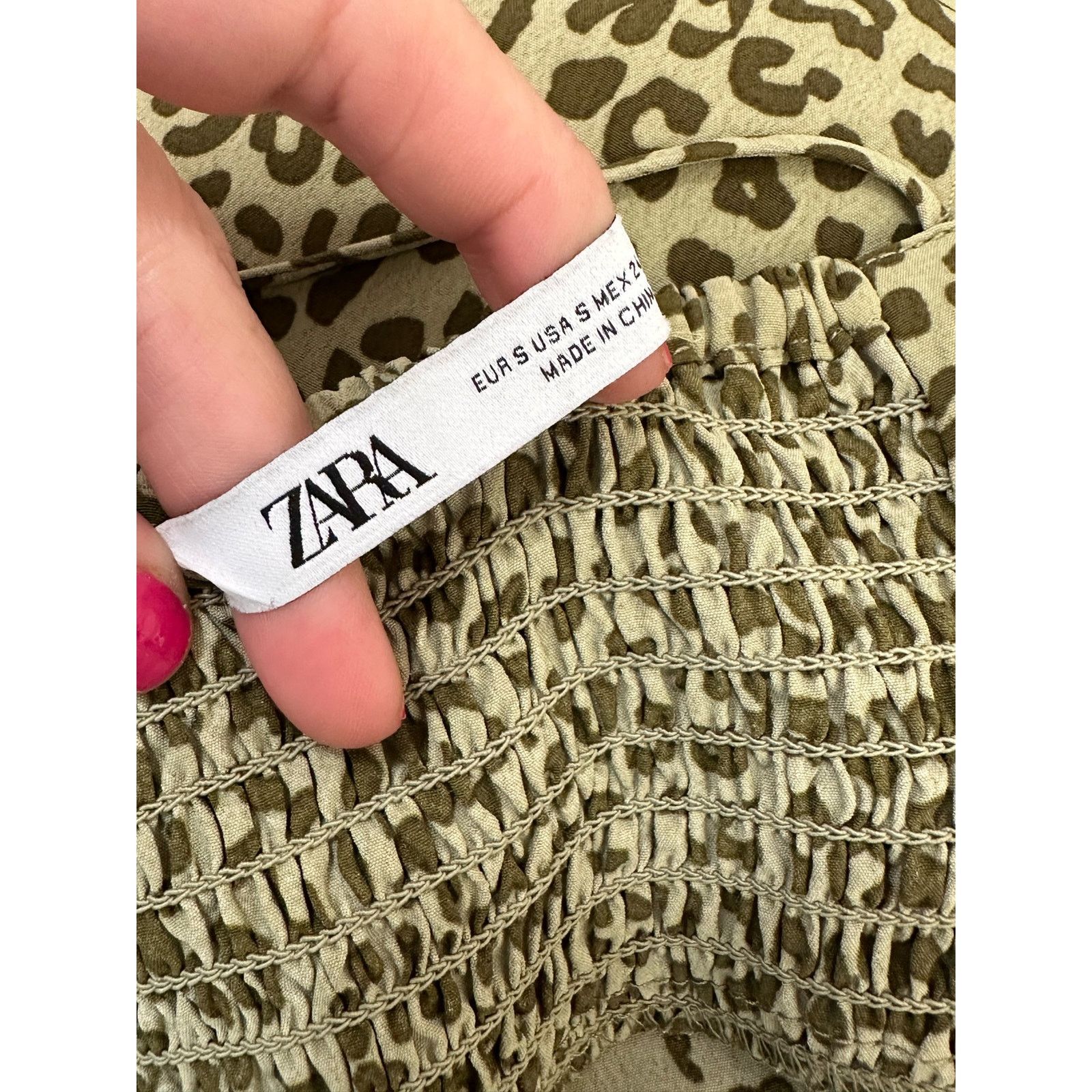 Zara Zara green animal print summer mini dress size small Size S / US 4 / IT 40 - 3 Thumbnail