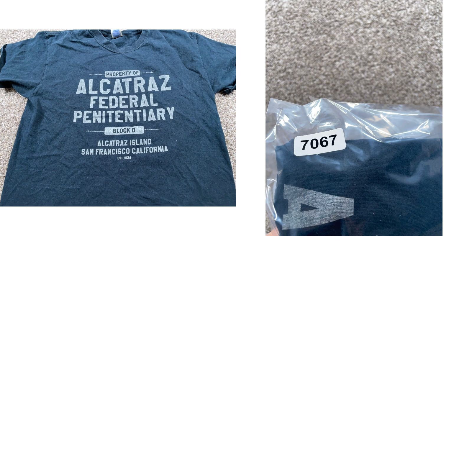 Gildan VINTAGE Alcatraz Federal Penitentiary T-Shirt Adult Large Black Gildan Jersey Crew Neck California Retro Mens Size US L / EU 52-54 / 3 - 8 Thumbnail