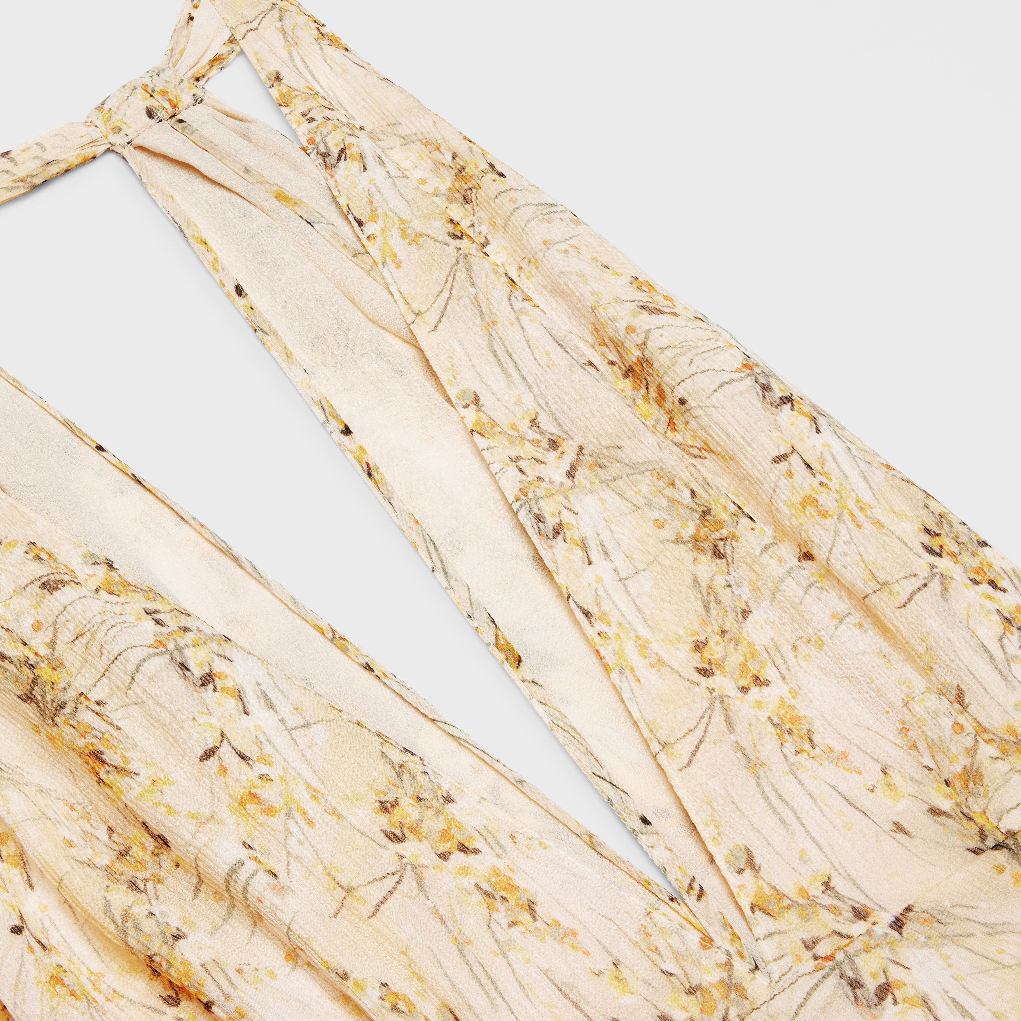 Celine o1bcso1str0824 Low-Cut Foulard Dress In Silk Crepe in Beige Size M / US 6-8 / IT 42-44 - 3 Thumbnail