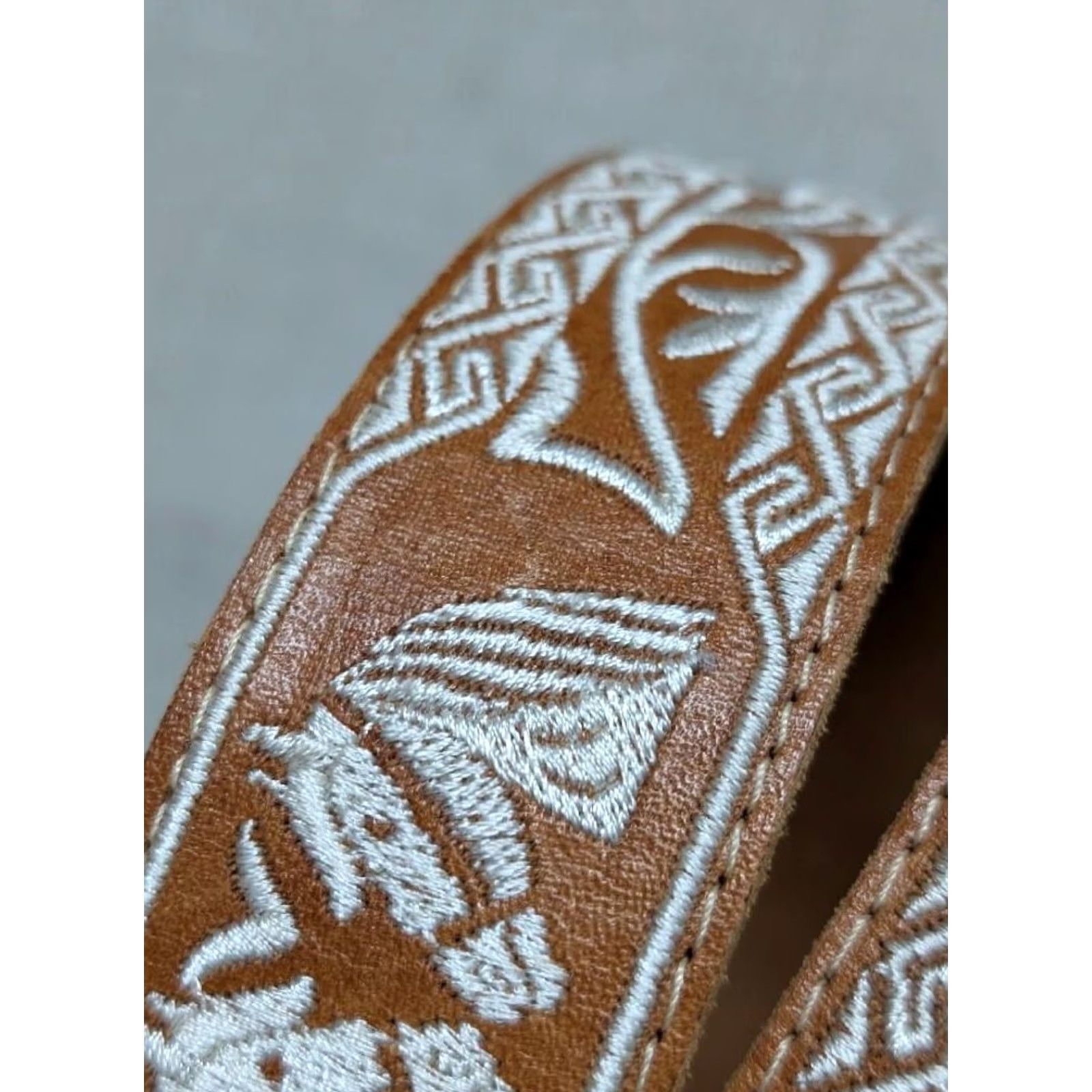 Vintage VINTAGE WESTERN Belt HORSES embroidered 38 brown COWBOY handcrafted Mens Size 38 - 3 Thumbnail