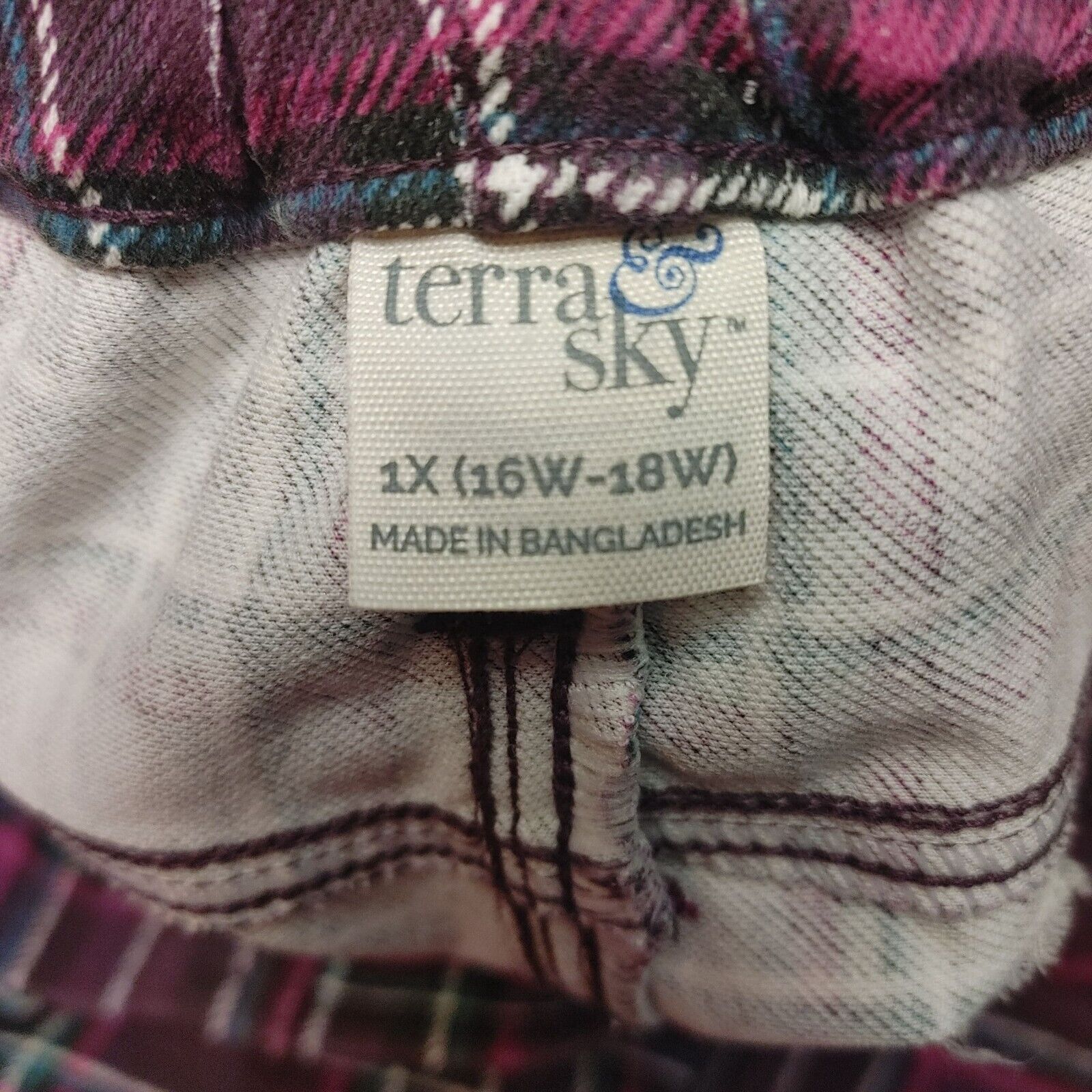 Other Terra & Sky Women's Red Plaid Plus Size Cotton Pants 1x 16w- Size 38" / US 16 / IT 52 - 3 Thumbnail