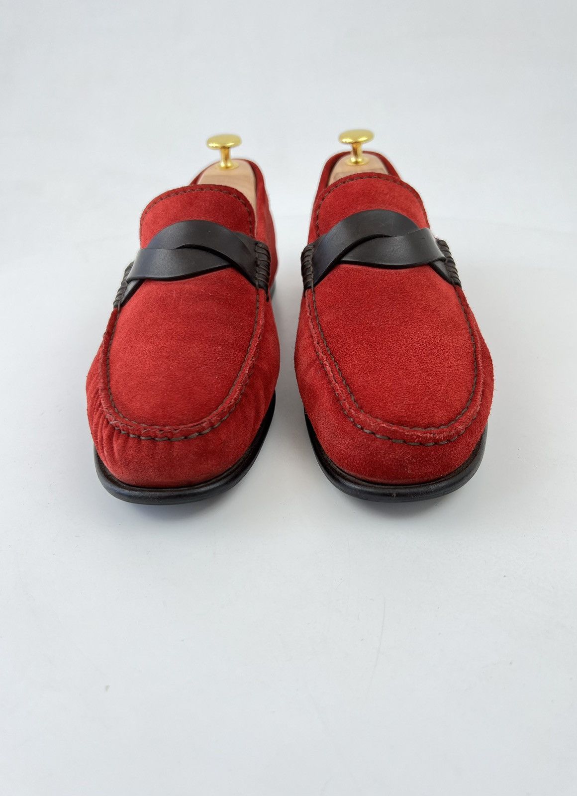 Tom Ford TOM FORD Loafers Suede Shoes Woven Strap Red Men’s Size US 8 / EU 41 - 4 Thumbnail