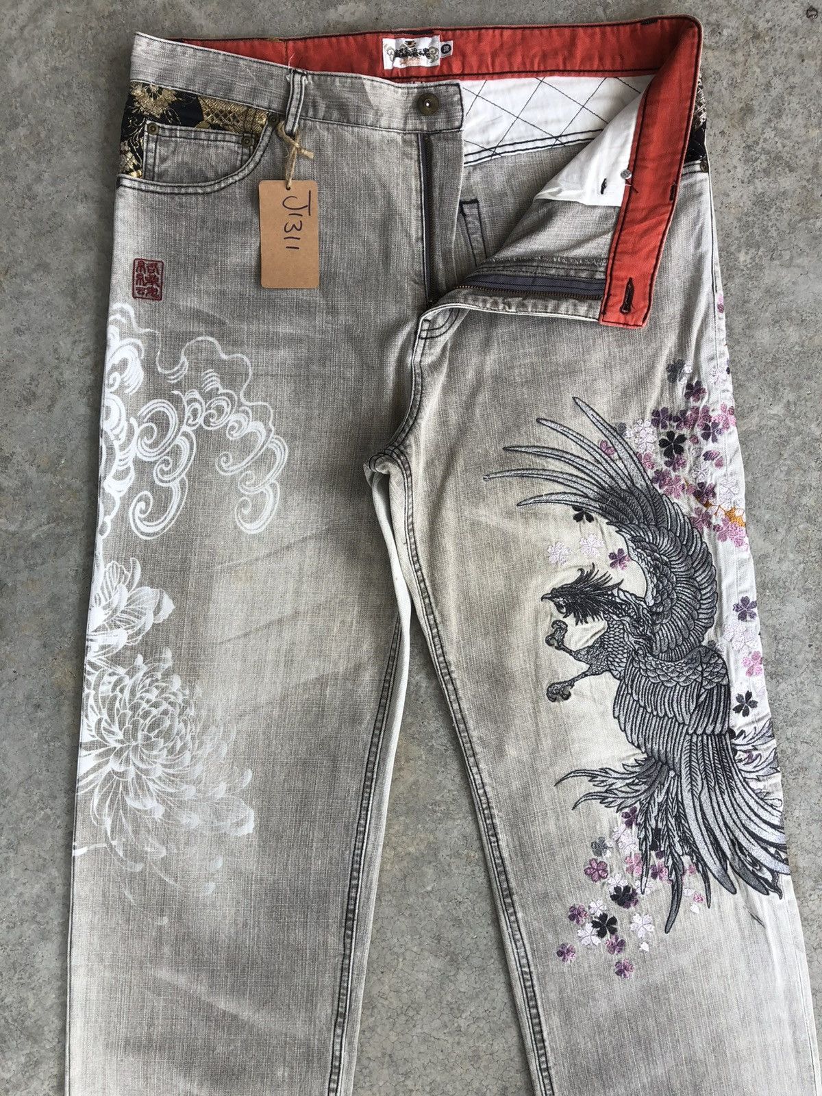Karakuri Tamashii Karakuri Tamashii Embroidered Phoenix Distressed Size US 37 - 3 Thumbnail