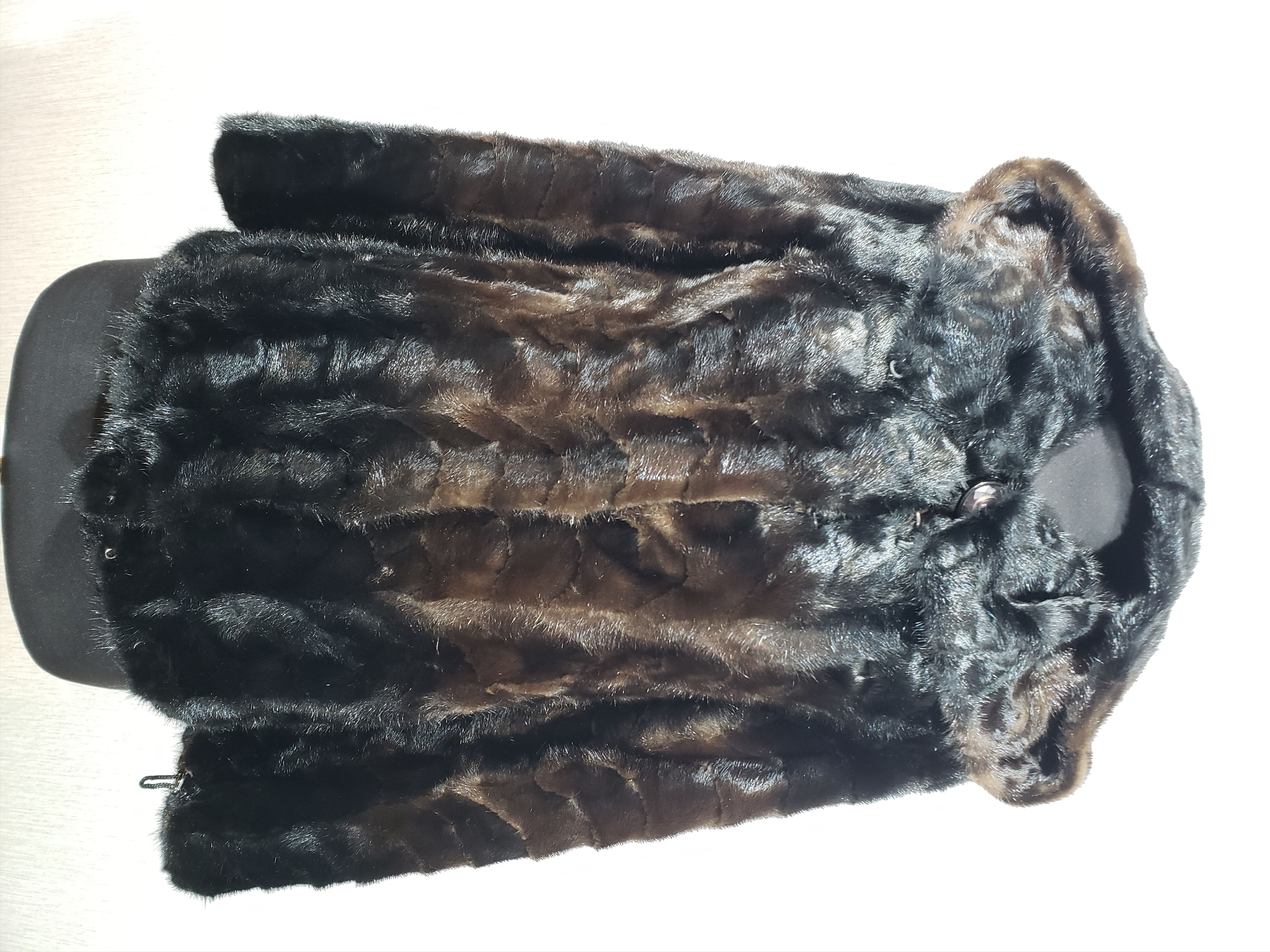 image of Luxurious Women's Mink Fur Coat With A Hood in Brown (Size Medium)
