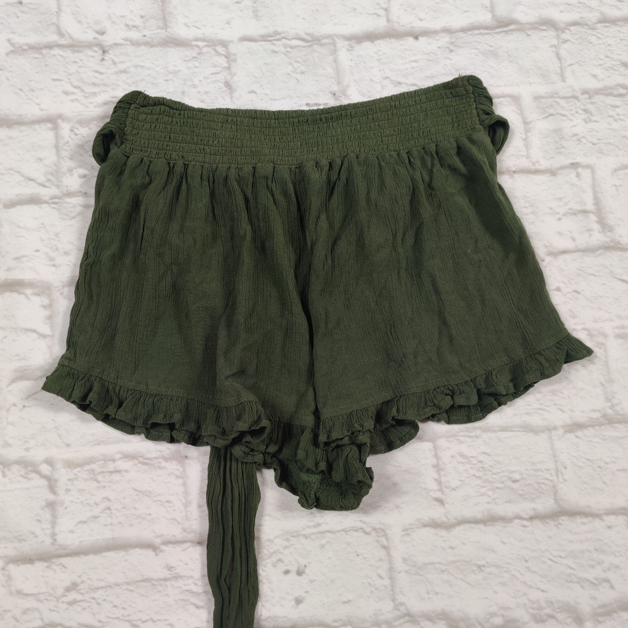 Other Derek Heart Small Green Ruffle Hem Shorts Waist Tie Belt Cas Size 27" / US 4 / IT 40 - 4 Thumbnail