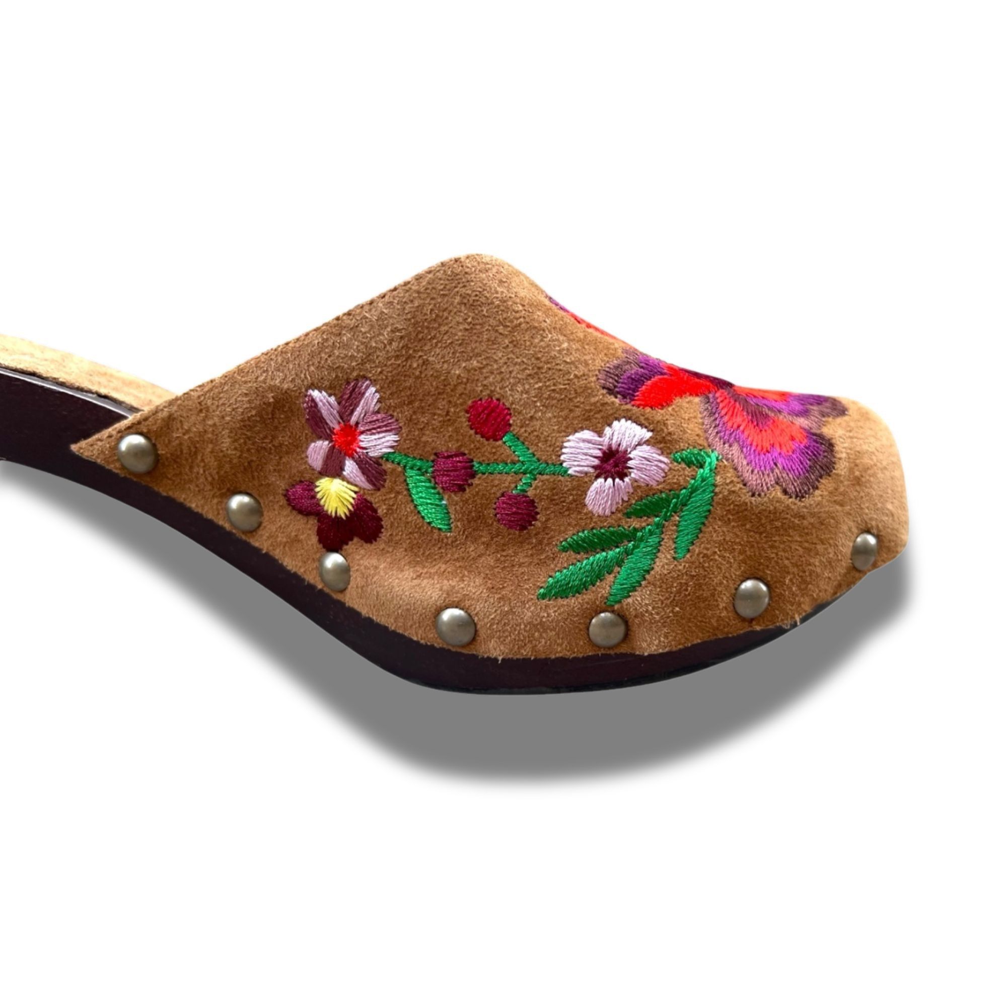 Other Beverly Feldman Floral Wooden Heels Womens Embroidered Suede Size US 7 / IT 37 - 4 Thumbnail