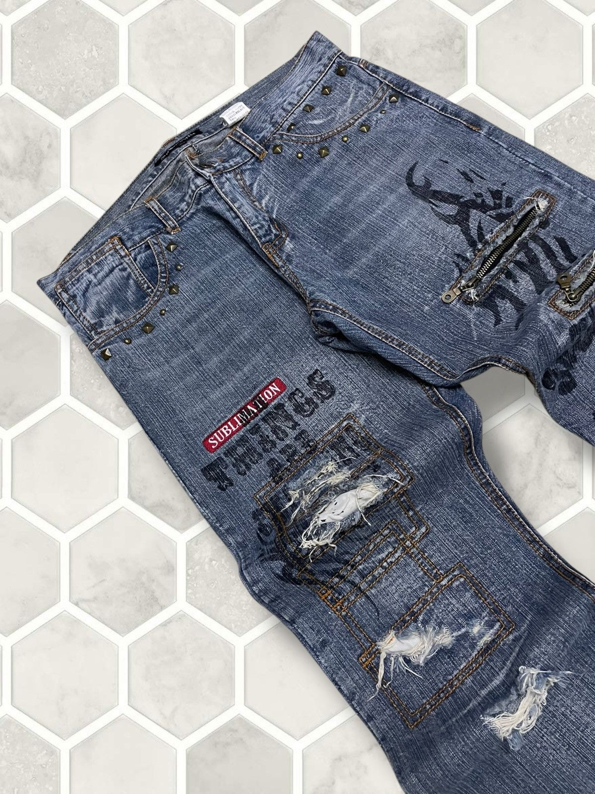 Tornado Mart Vintage 1990s Orginal Designer Japan In The Attic Punk Denim Size US 33 - 7 Thumbnail