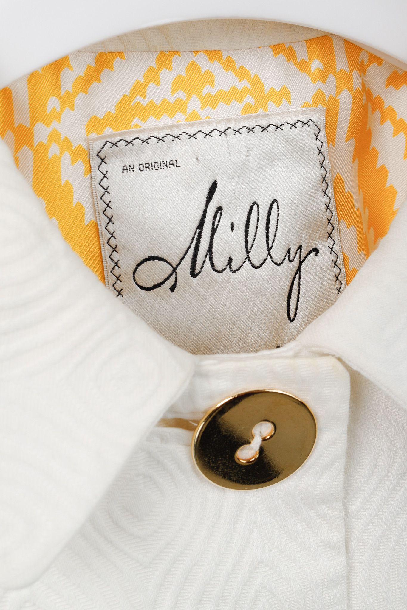 MILLY Milly SS/08 Runway White Cotton-Jacquard Cropped Jacket Size S / US 4 / IT 40 - 5 Thumbnail