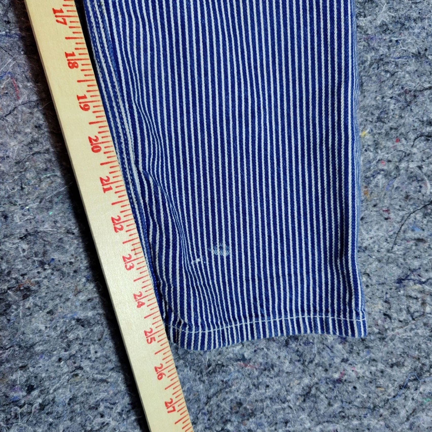 L.C. King Work Pants Mens 28x28 Blue Hickory Stripe Painter Carpenter Distressed Cotton, Men's — image 3 of 6