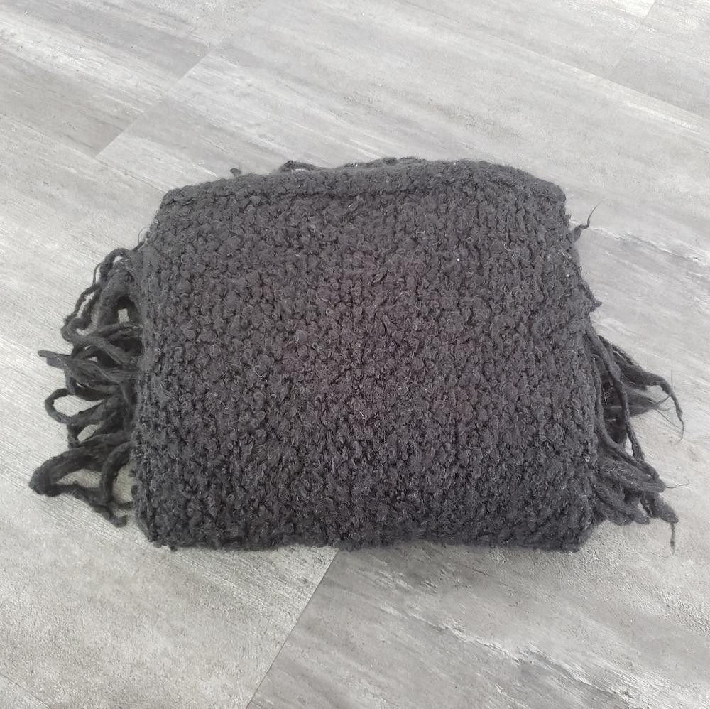 Express Black Express Boucle Fringed Wrap Shawl Size ONE SIZE - 3 Thumbnail