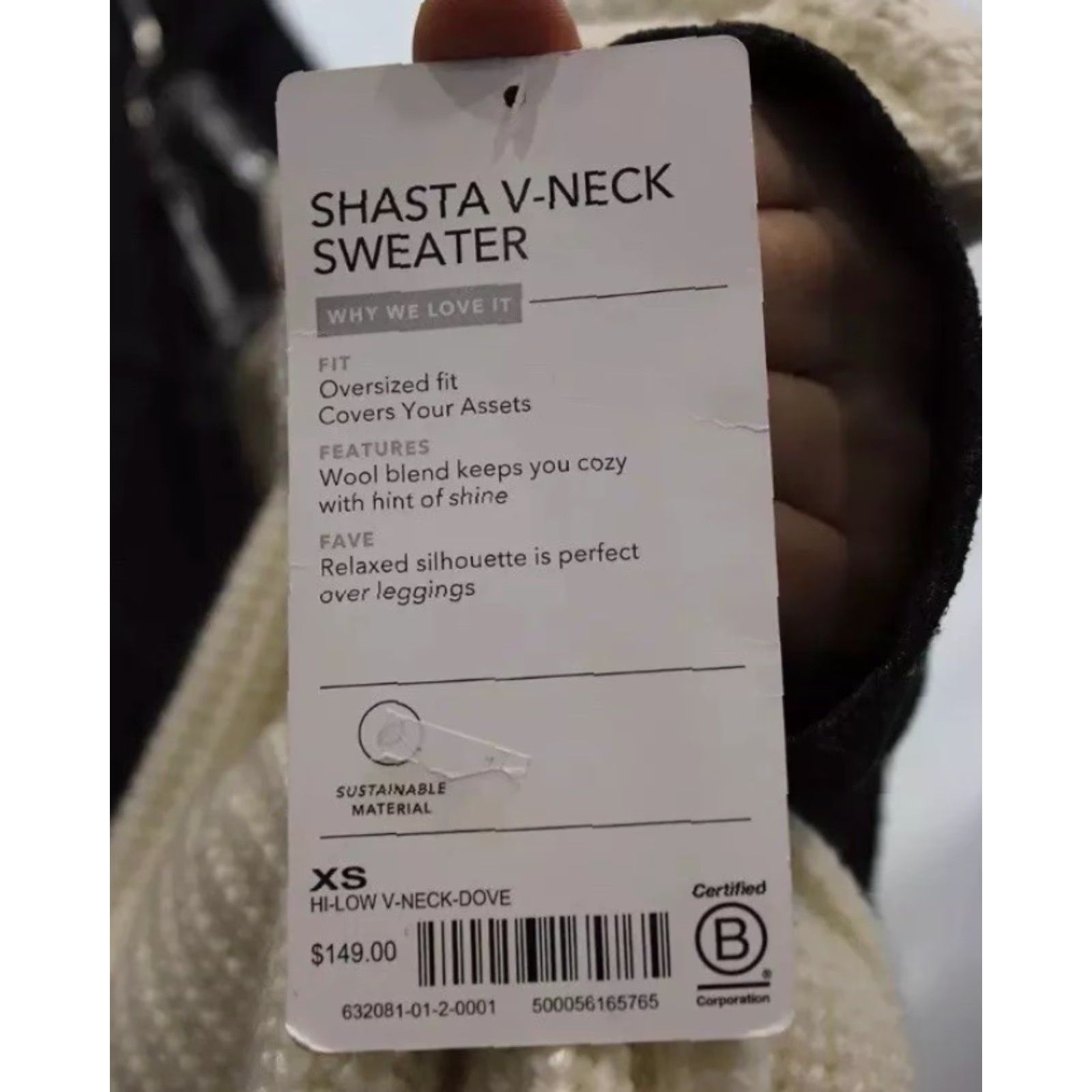 Athleta Athleta Sweater Women's XS Ivory Oversized V-Neck Knit Shasta High Low Pullover Size XS / US 0-2 / IT 36-38 - 3 Thumbnail