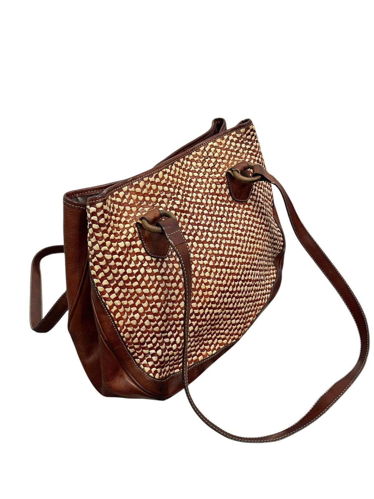 Genuine Leather Full Leather Patina Vintage Unknown Italy Shoulder Bag 1🟩2 Size ONE SIZE - 5 Thumbnail