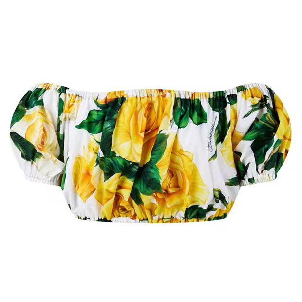 Dolce & Gabbana o1g2r1mq1024 Cotton Poplin Floral Bardot Top in Multicolor Size M / US 6-8 / IT 42-44 - 2 Thumbnail