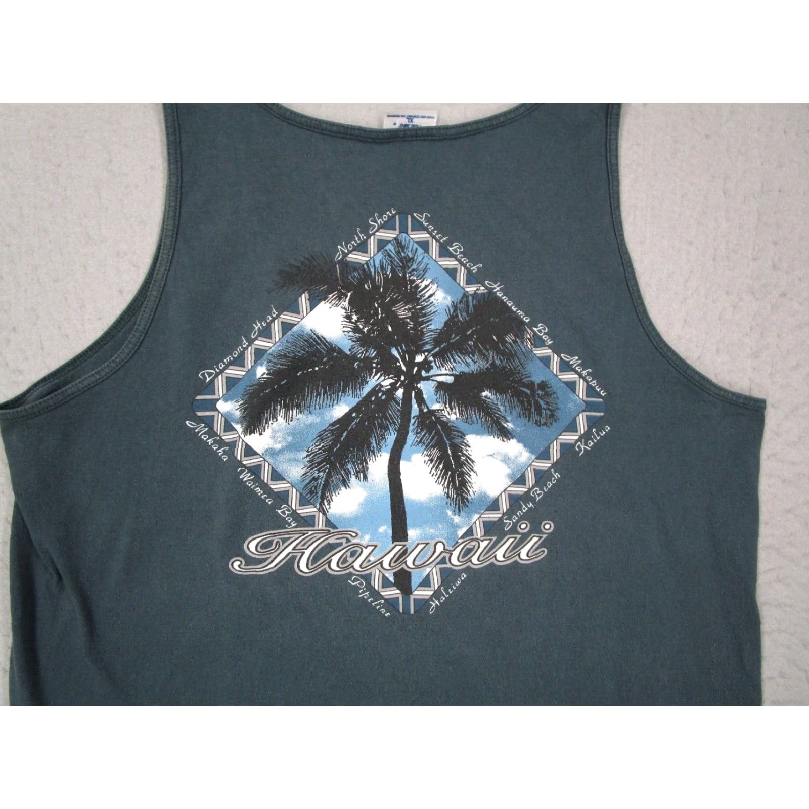 Vintage VINTAGE Softee Hawaii Shirt Mens XL Blue 90s Beach California Retro Surf T-Shirt Reg Men Sleeveless Cotton Knit Tank Top Size US XL / EU 56 / 4 - 5 Thumbnail