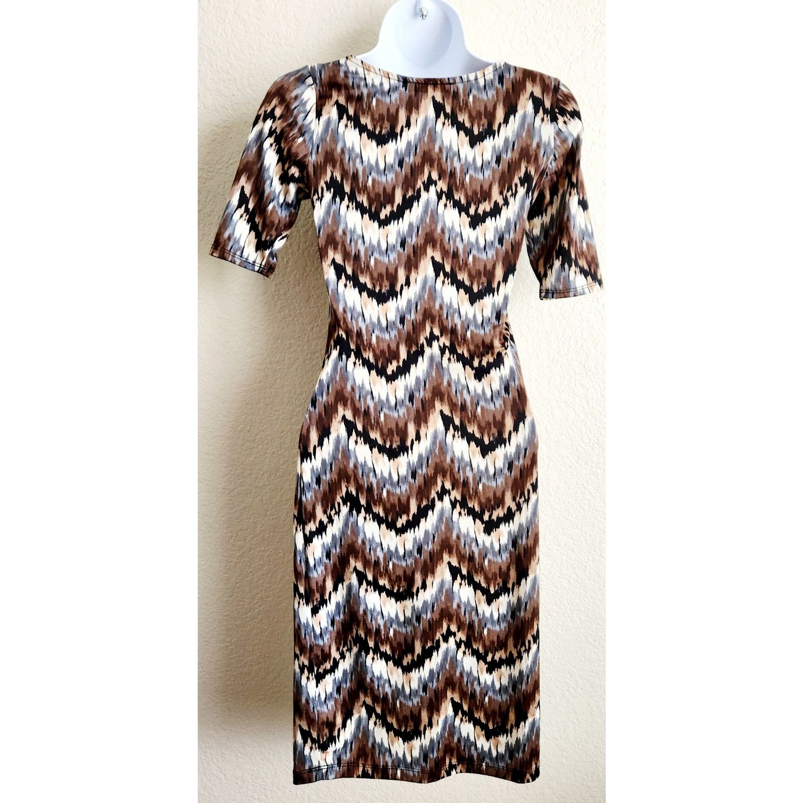 Other Fashion Dazzle Brown Black Gray Chevron Striped Dress XS Size XS / US 0-2 / IT 36-38 - 3 Thumbnail