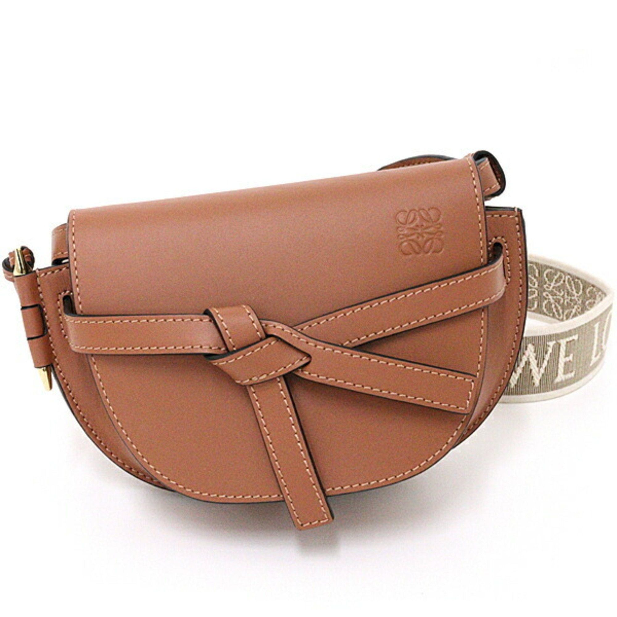 image of Loewe Gate Dual Bag Shoulder Calf A650N46X13 Brown in Black, Women's