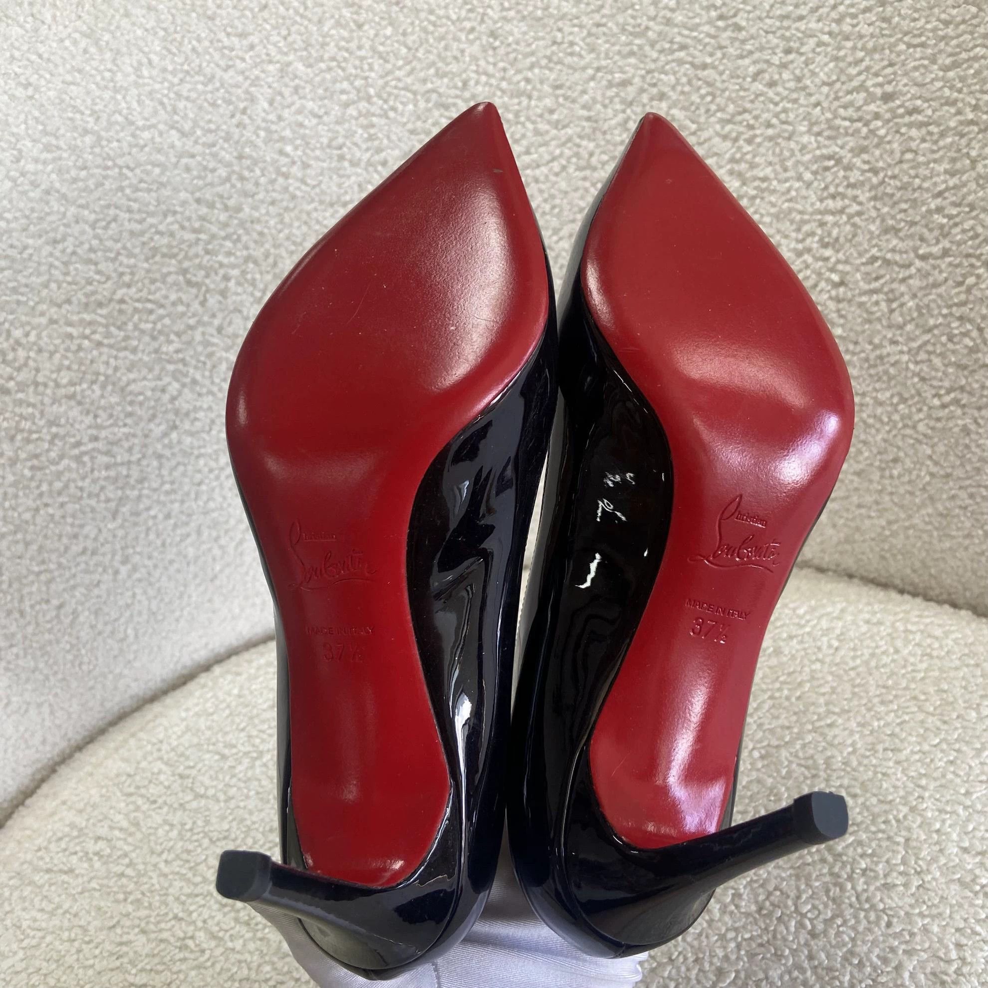 Christian Louboutin CL Black Pointed Toe Red Sole Pumps 37.5 Size US 7 / IT 37 - 4 Thumbnail