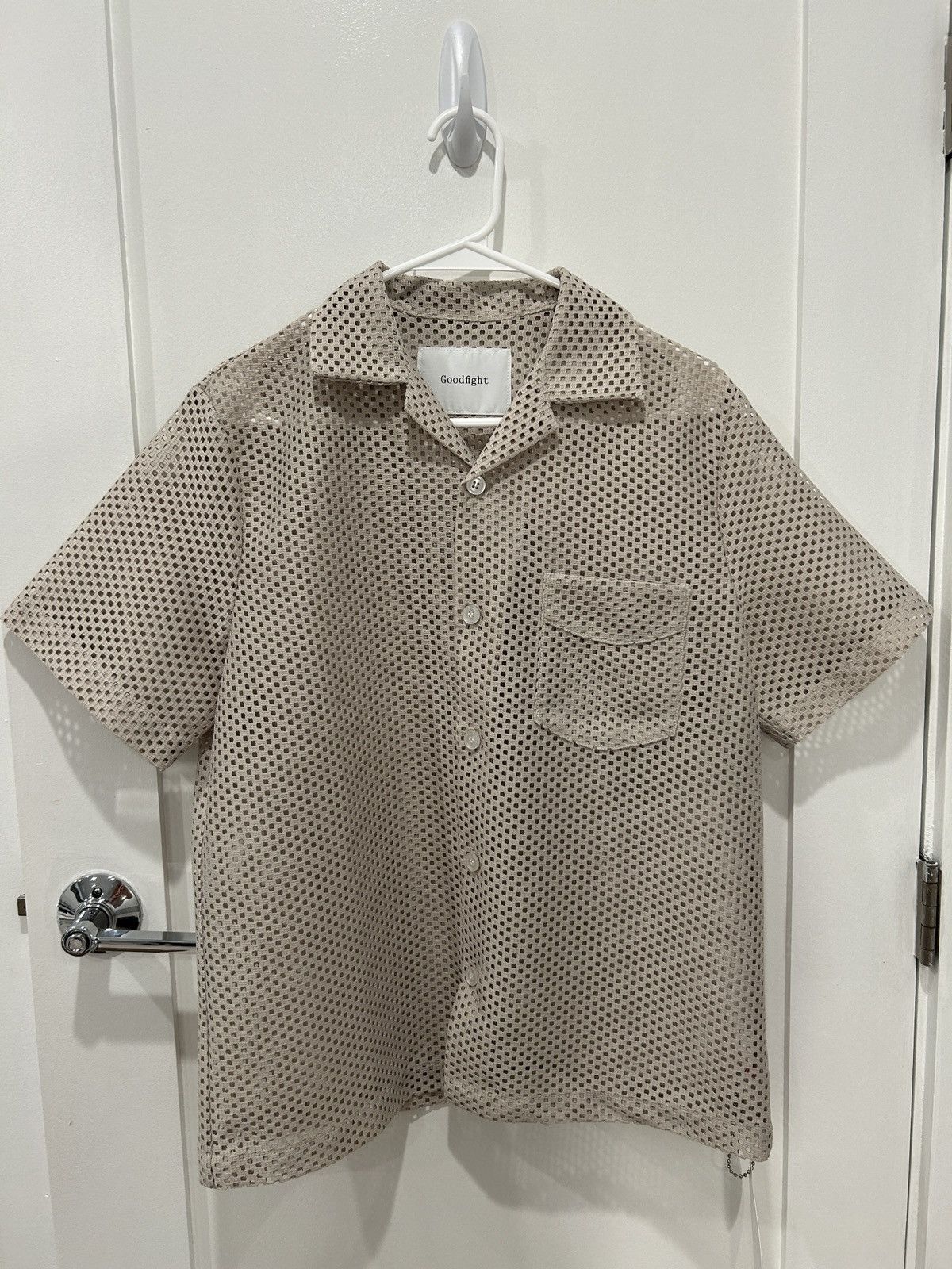 image of Goodfight’S Lichen Shirt Raschel Lace Sand (Us Men’S Small) in Beige, Men's