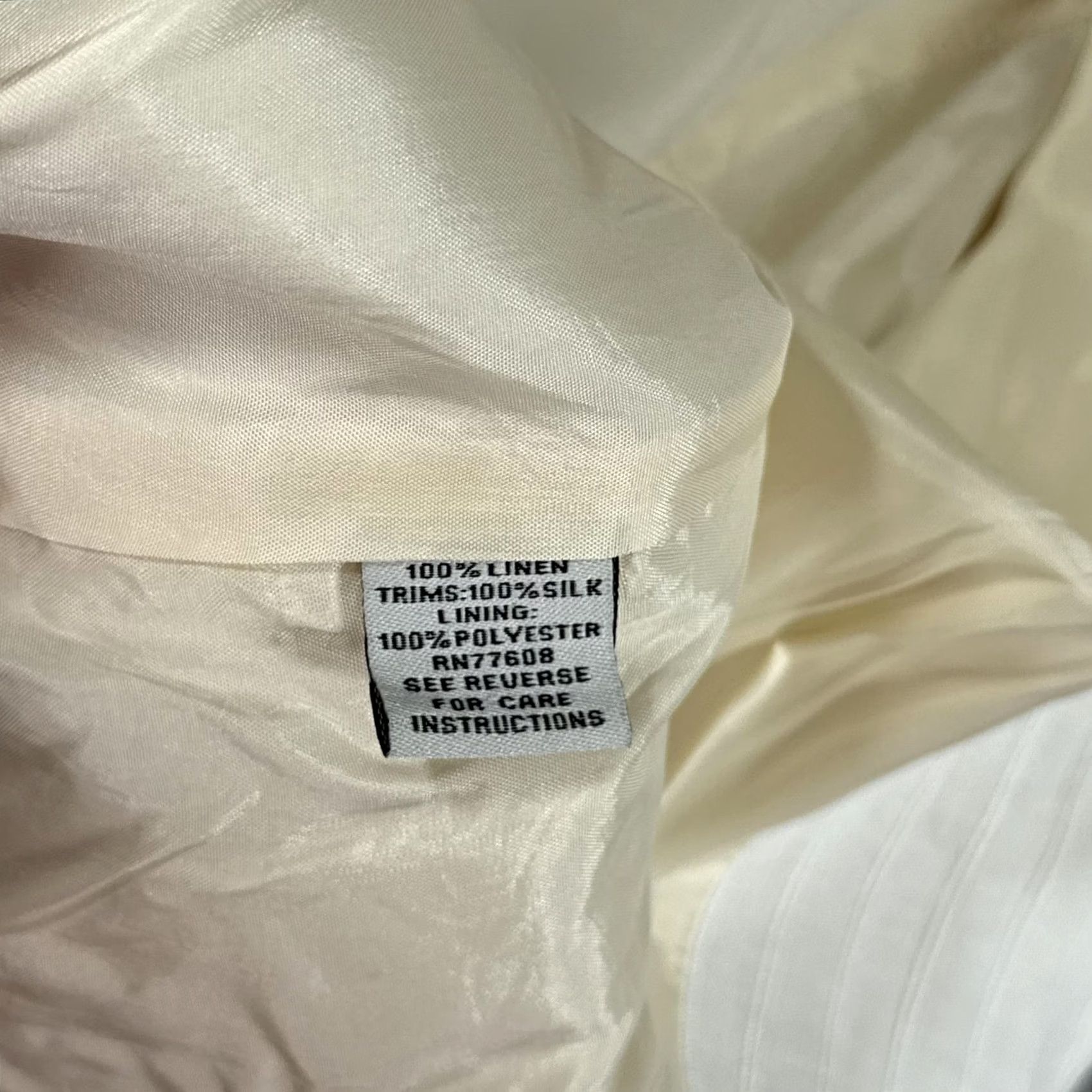 Vintage J. Peterman Blazer Womens 2 White Linen Tuxedo Bib Pleated Front Jacket Size XS / US 0-2 / IT 36-38 - 5 Thumbnail