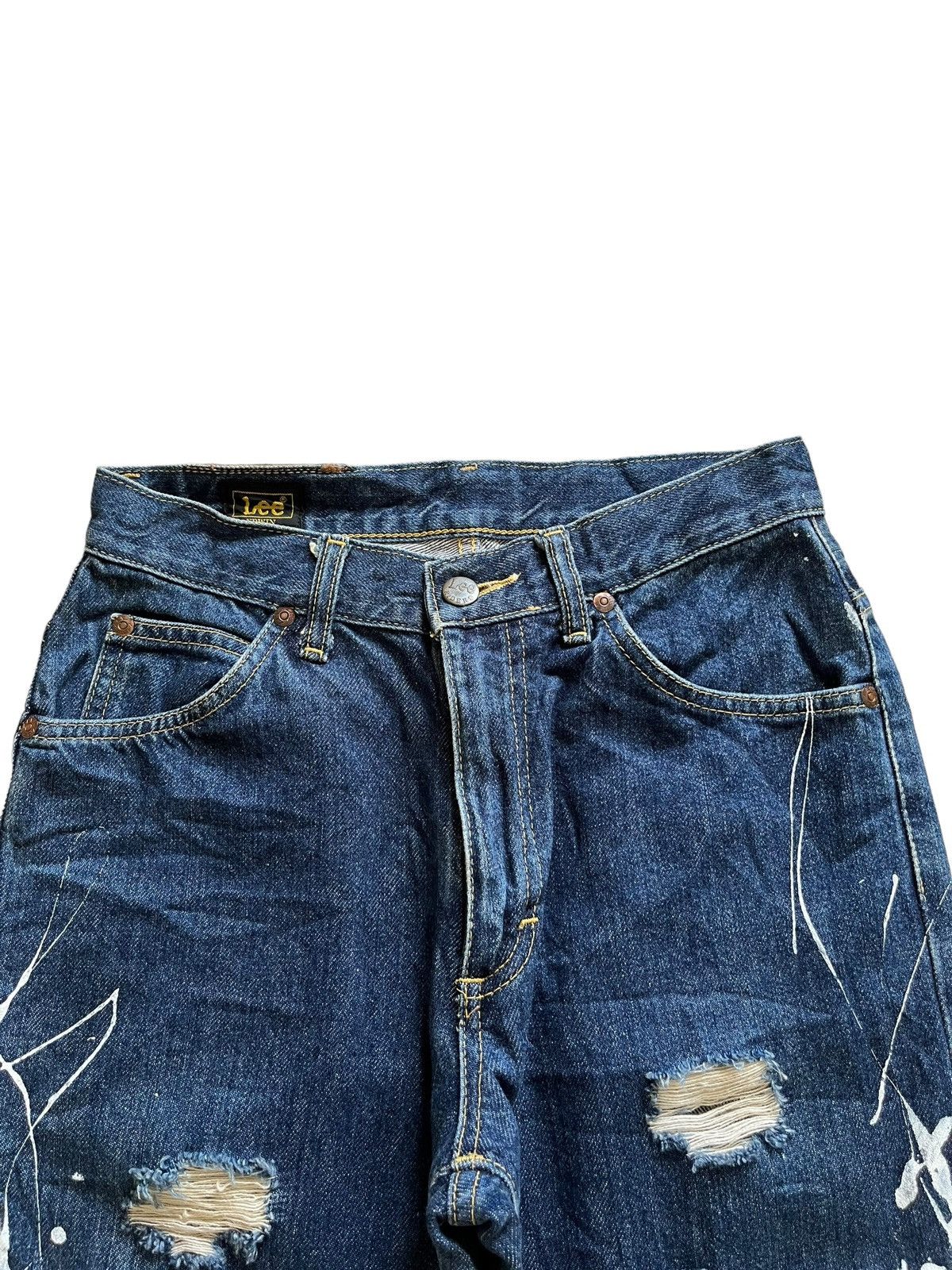 Edwin × Lee Vintage Japanese Lee Sanforized Splatter Ripped Flare Jeans Size 26" / US 2 / IT 38 - 4 Thumbnail