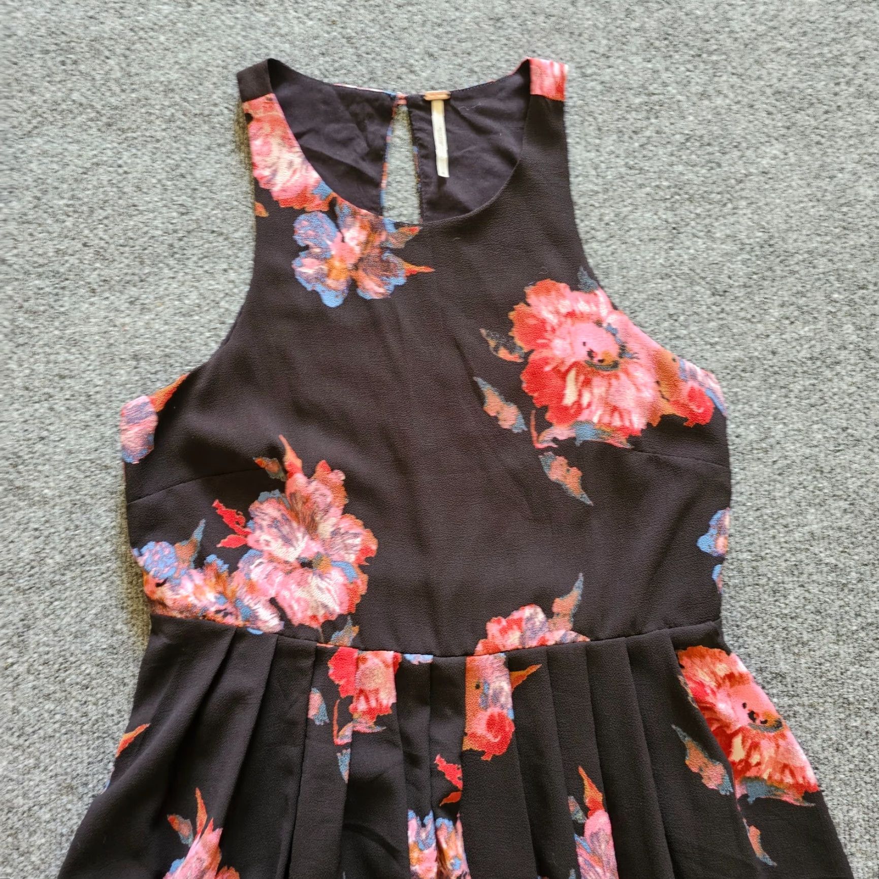 Free People Free People Dress Womens Size 6 Black Pink Floral A-Line Sleeveless Lined Party Cocktail Shoppability Size M / US 6-8 / IT 42-44 - 2 Thumbnail