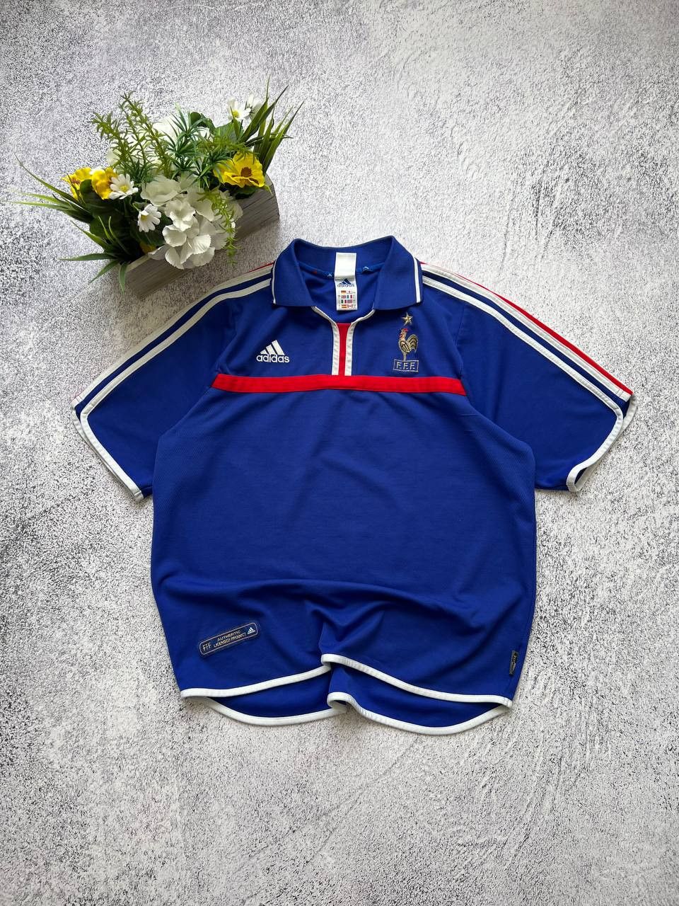 image of France Euro 1999/2000 Adidas Jersey Vintage Blokecore in Navy, Men's (Size Large)