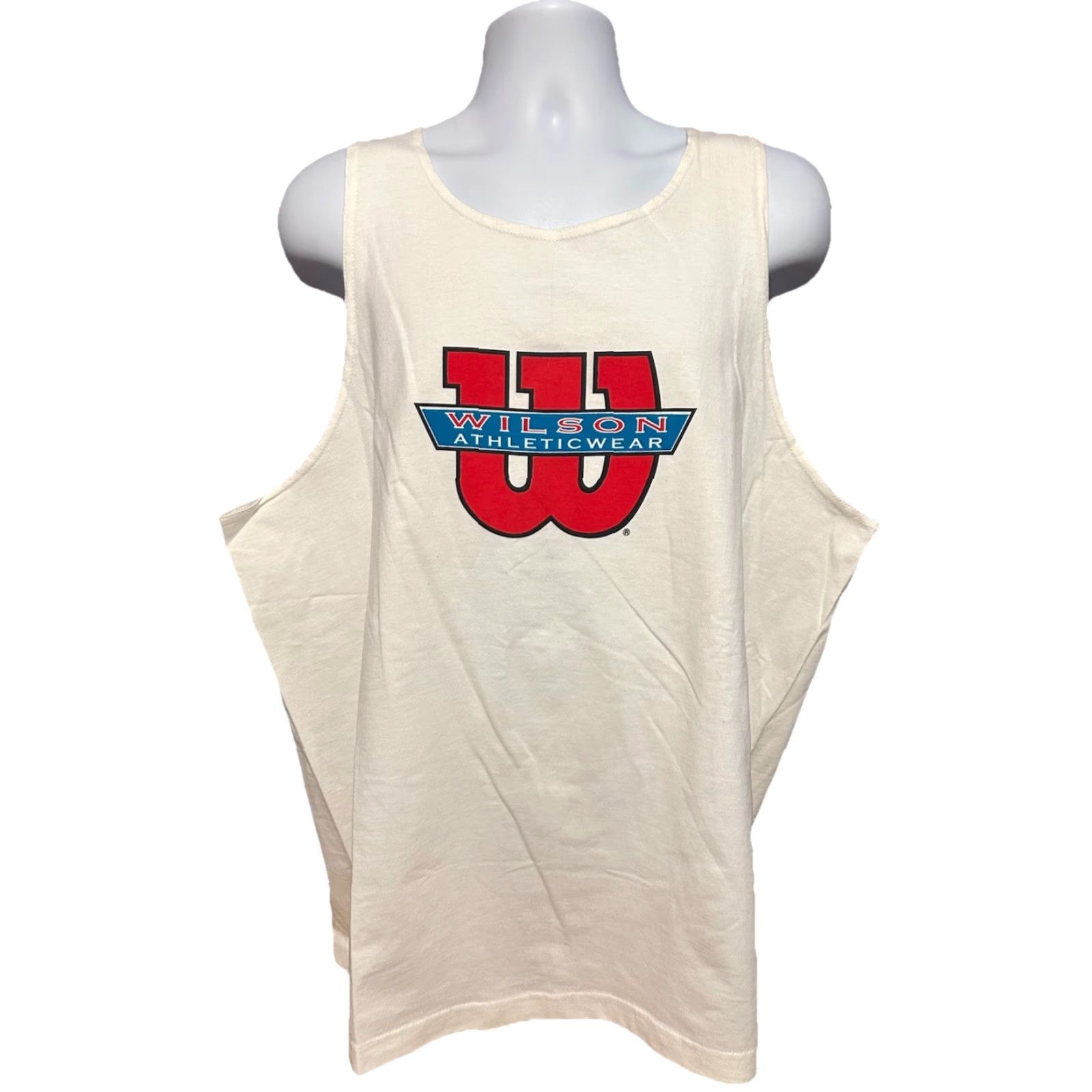 Wilson VINTAGE Wilson Athletic wear Tank Top Men XL White Logo 80s Sports Gym T-Shirt Sleeveless Regular Fit Crew Neck NWT Dead Stock 1983 Style#5008 US Made Size US XL / EU 56 / 4 - 2 Thumbnail