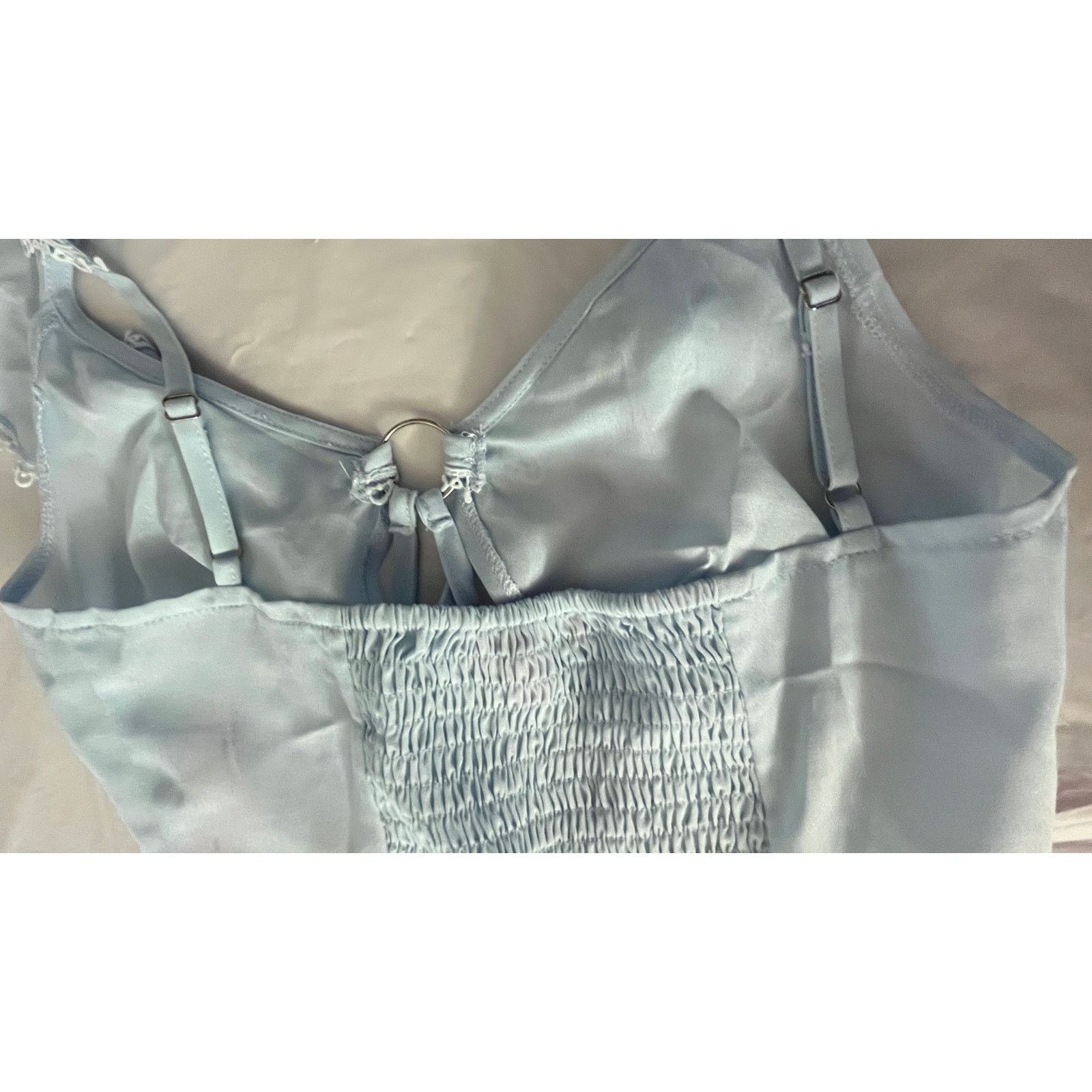 Dolls Kill Dolls Kill Sugar Thrillz Light Blue Ruffle Crop Top Size XXS Size ONE SIZE - 7 Thumbnail