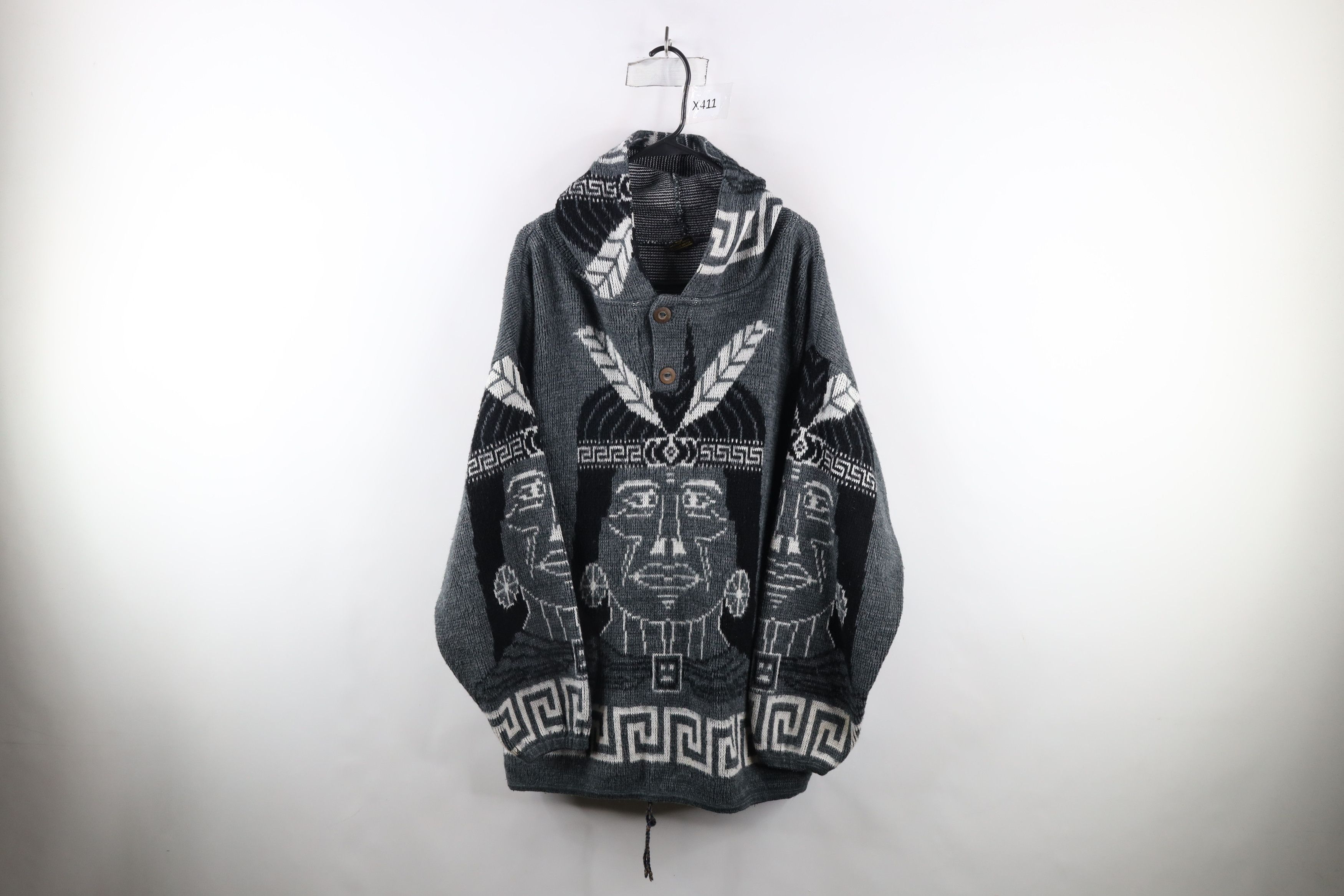 Vintage 90s Streetwear Tribal Warrior All Over Print Hoodie