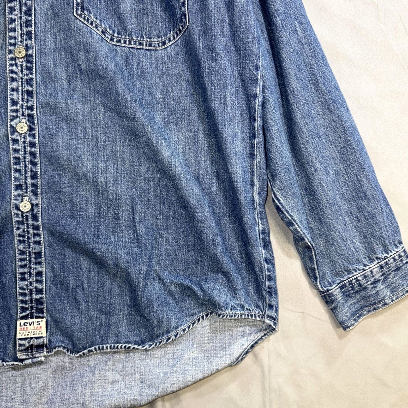 Levi's VINTAGE Levi's Shirt Mens Large Blue Denim Long Sleeve Button Front Casual 90s Mens Size US L / EU 52-54 / 3 - 5 Thumbnail