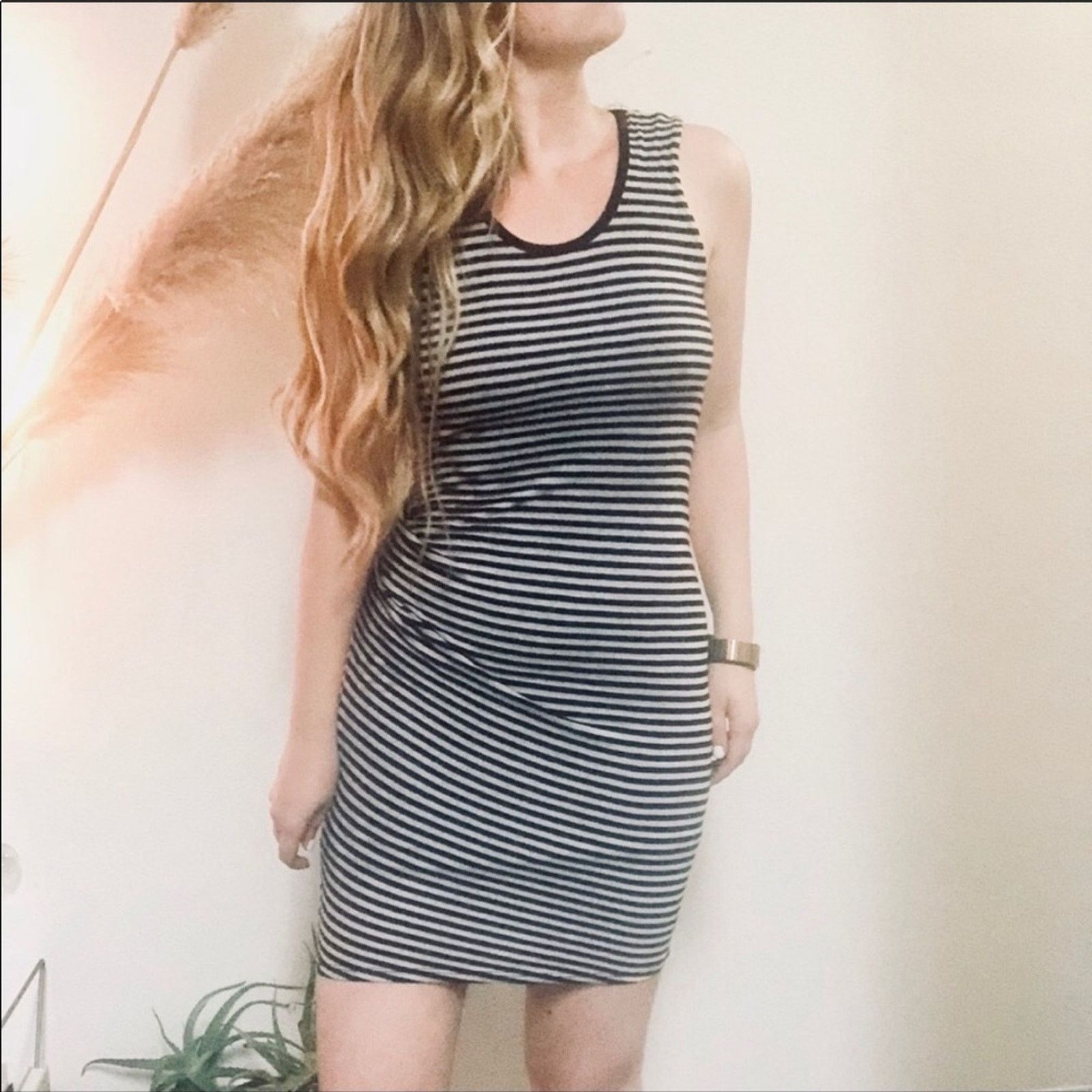 Anthropologie NEW MICHAEL STARS REVOLVE Black Grey Striped Tank Dress Size S / US 4 / IT 40 - 1 Thumbnail