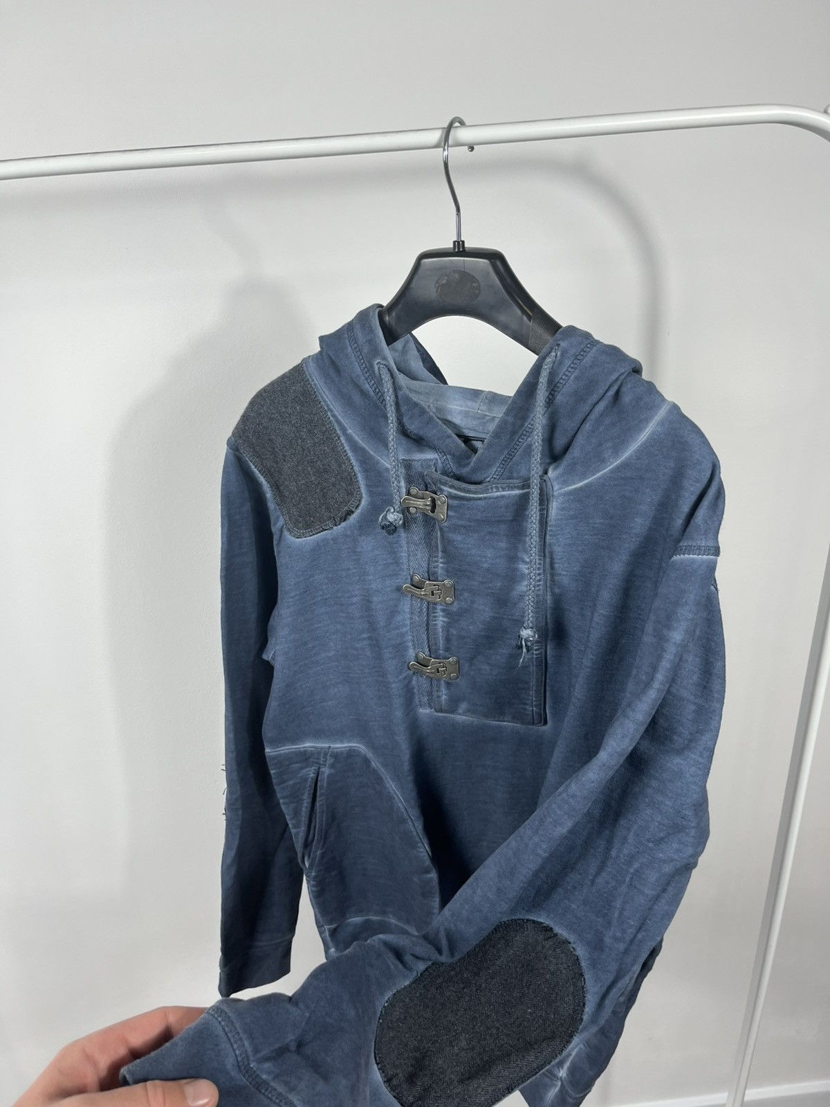 Desigual Desigual blue washed hoodie with metal buckles size M men Size US M / EU 48-50 / 2 - 12 Thumbnail